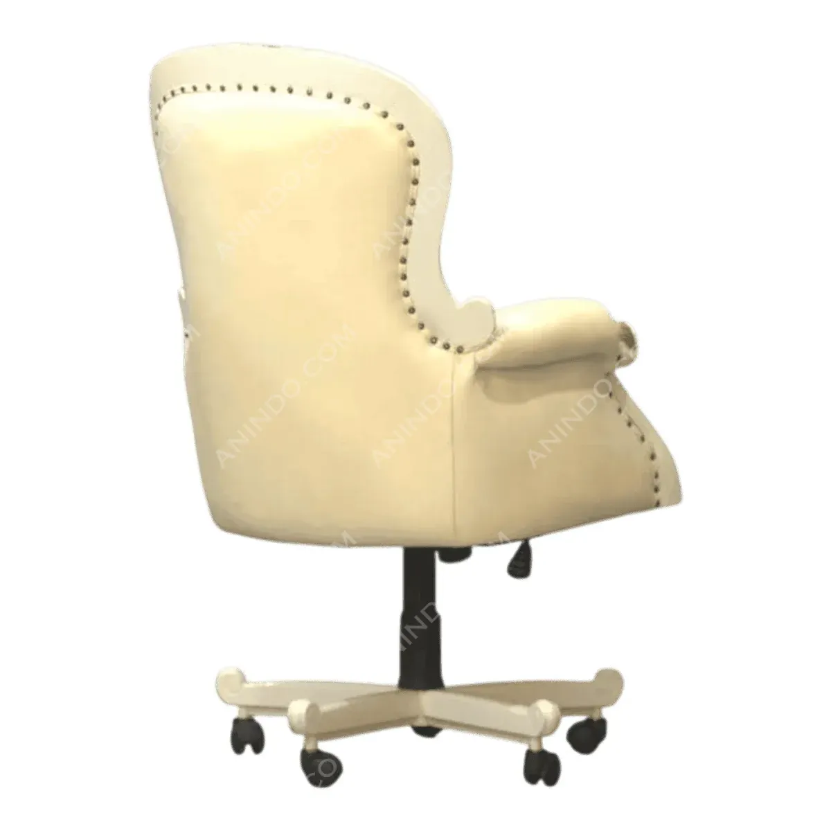 Cream-colored office chair with decorative studs.