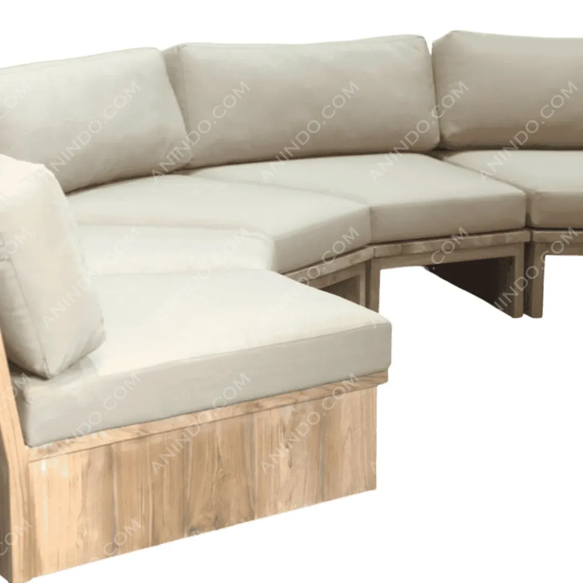 Corner sectional sofa with light beige cushions