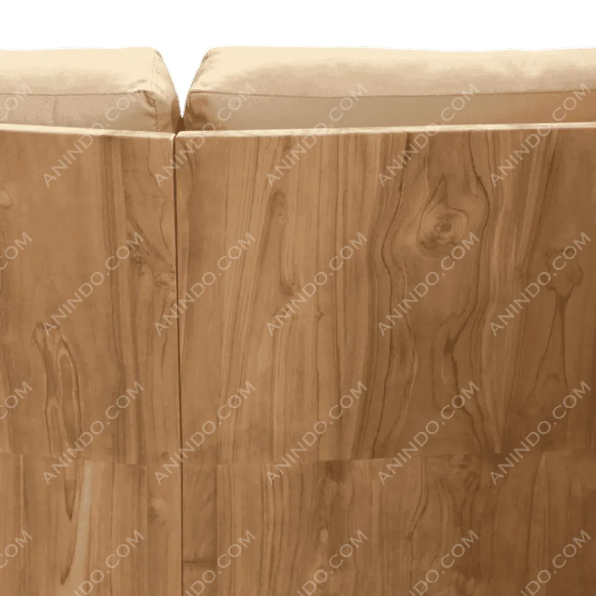 Close-up of padded beige sofa backrest