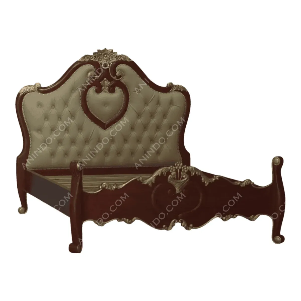 Elegant vintage tufted bed with ornate details