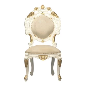 Elegant white and gold ornamental dining chair