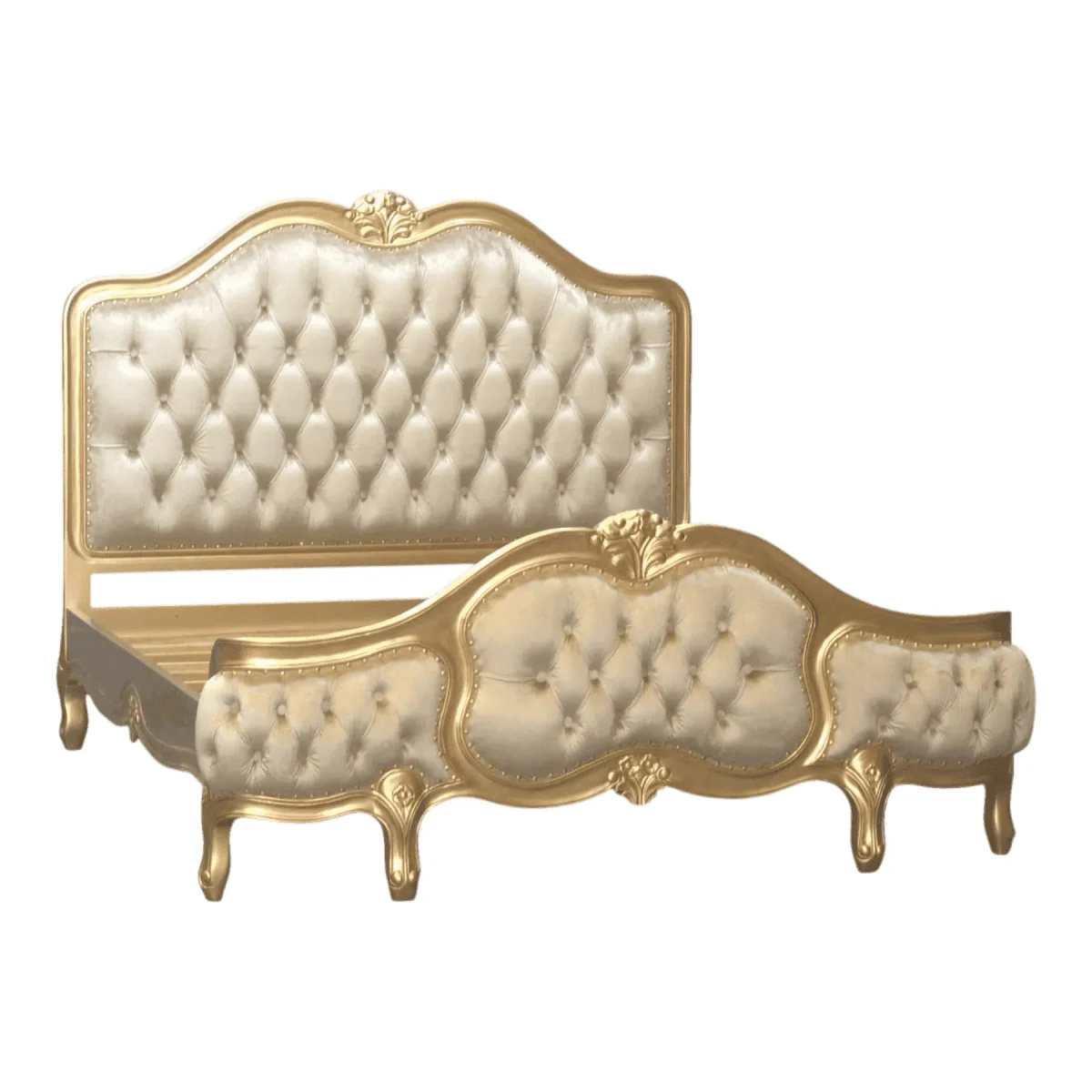 Elegant gold and cream tufted bed frame