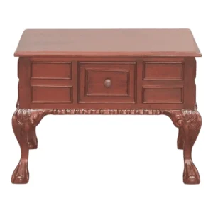 Elegant wooden table with drawer and ornate legs