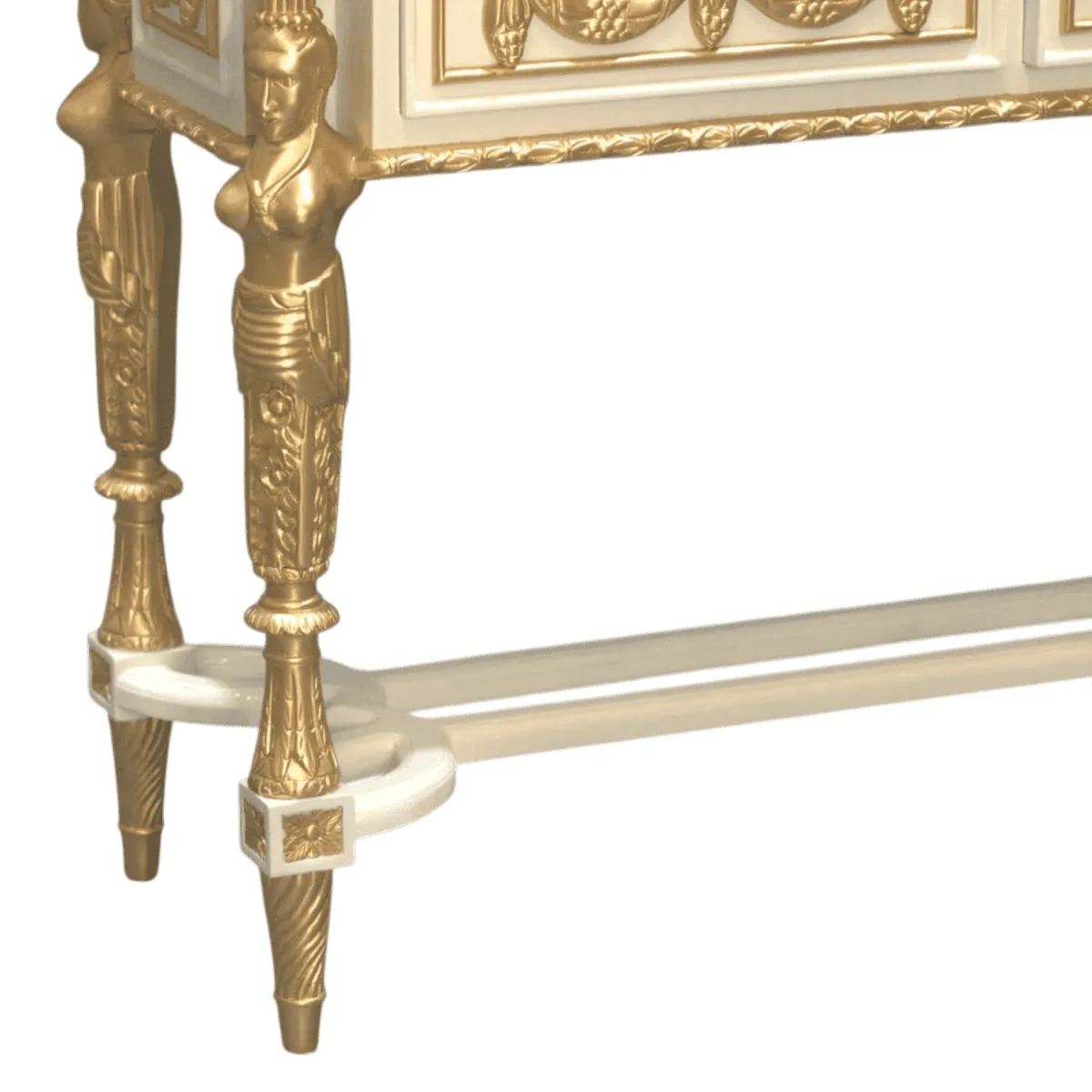 Elegant golden decorative table with ornate details.