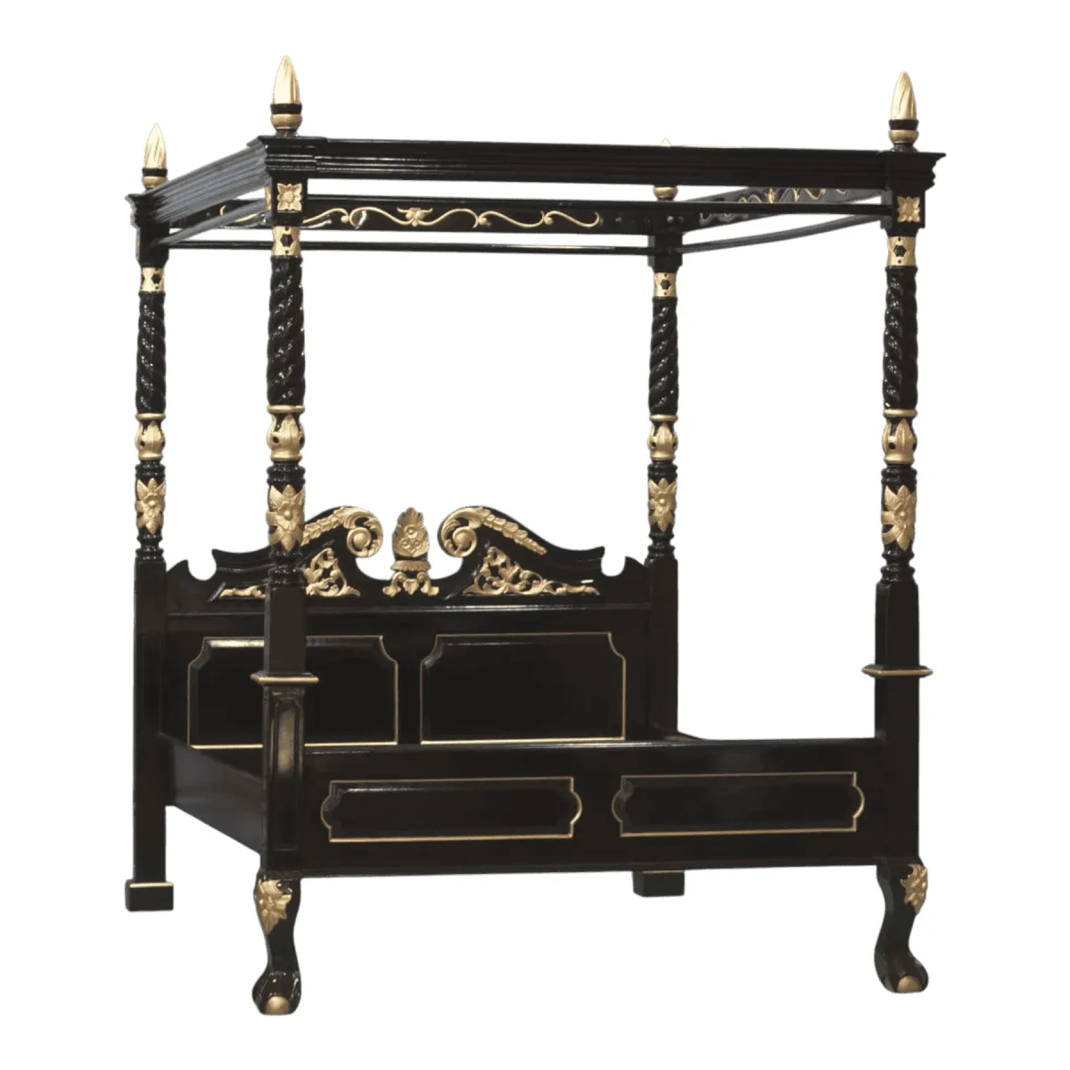 Elegant black and gold canopy bed design