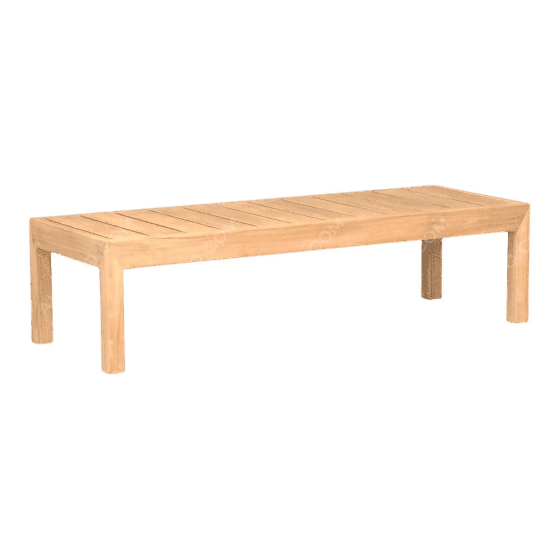 Modern wooden rectangular bench with slatted top