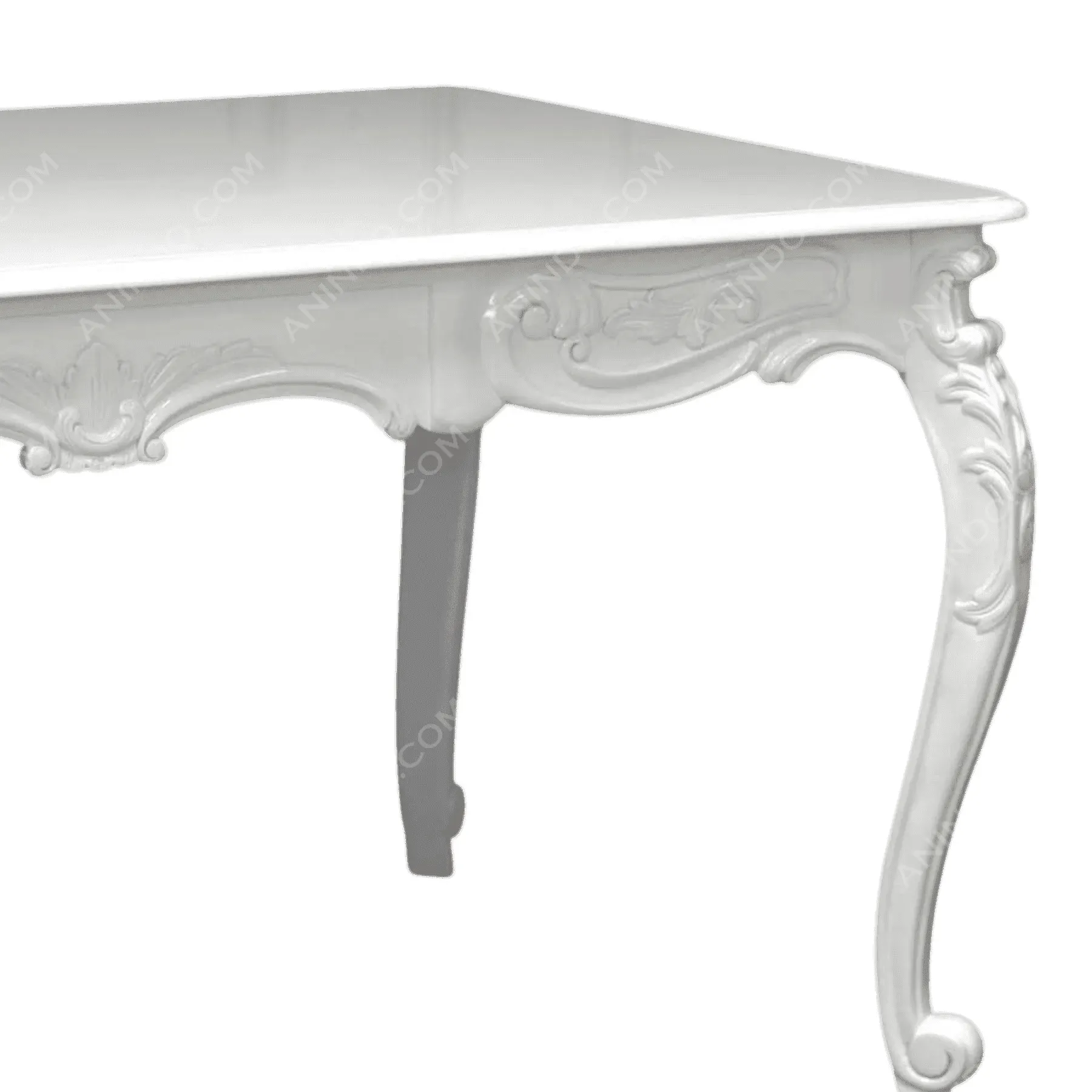 White ornate wooden dining table