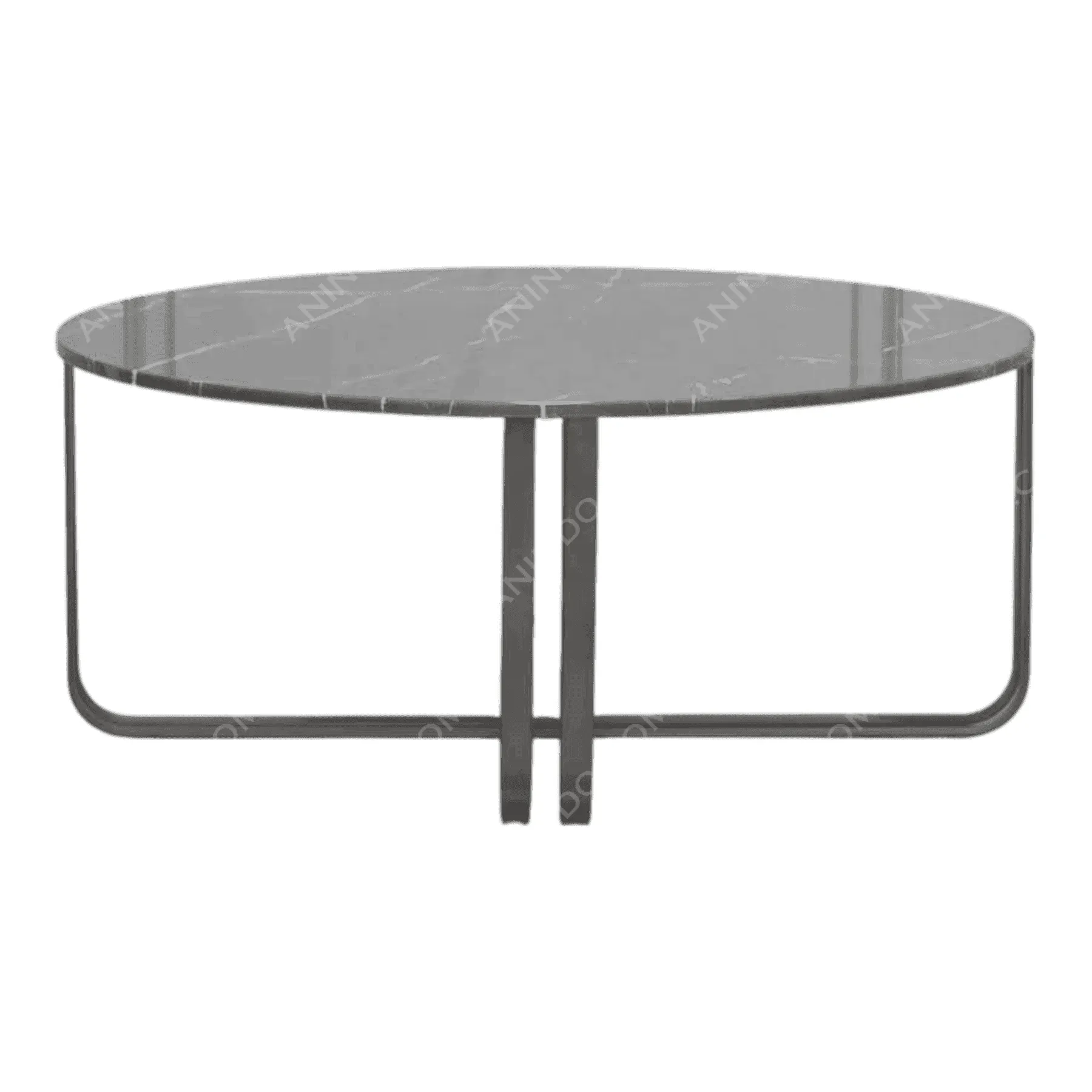 Modern round marble coffee table with metal legs