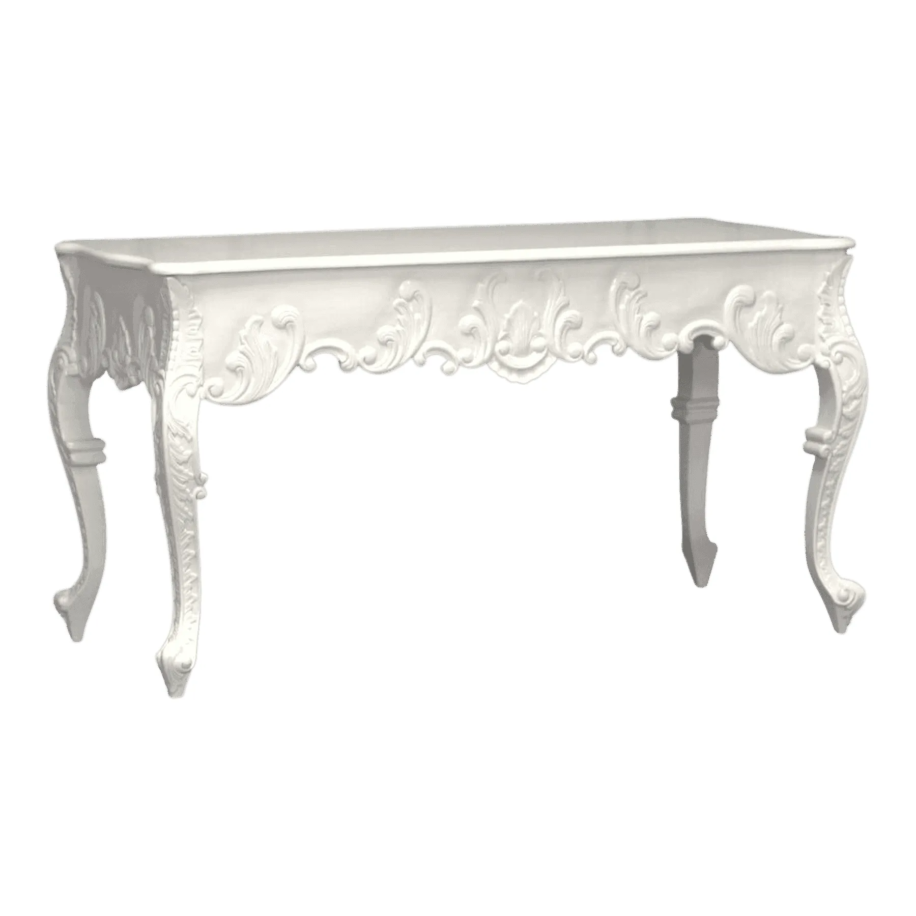 White ornate carved wooden table