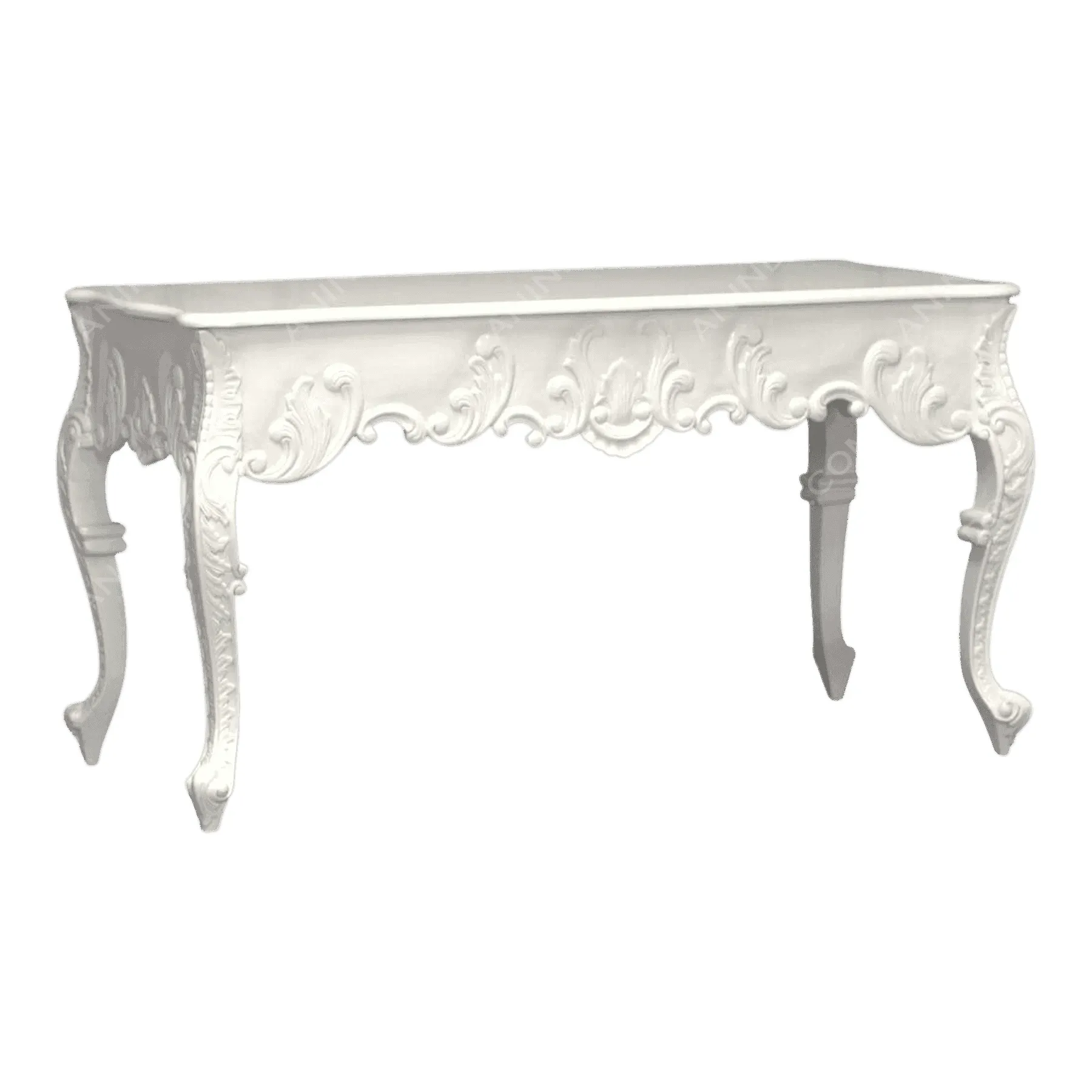 White ornate carved wooden table