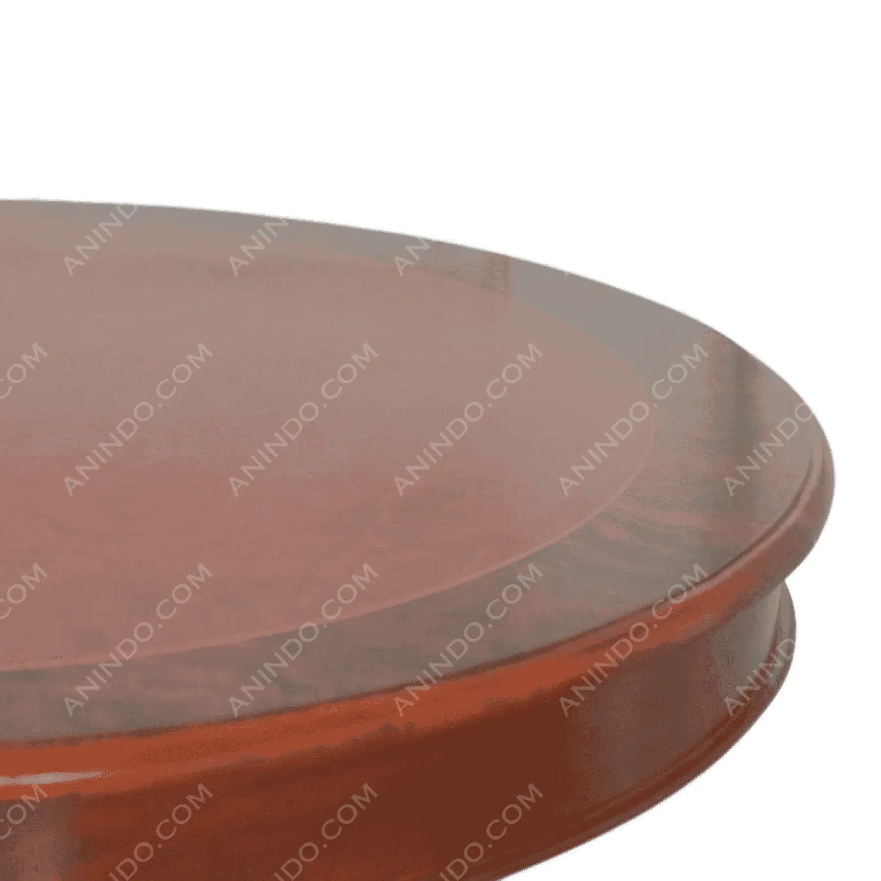 Round polished wooden table surface