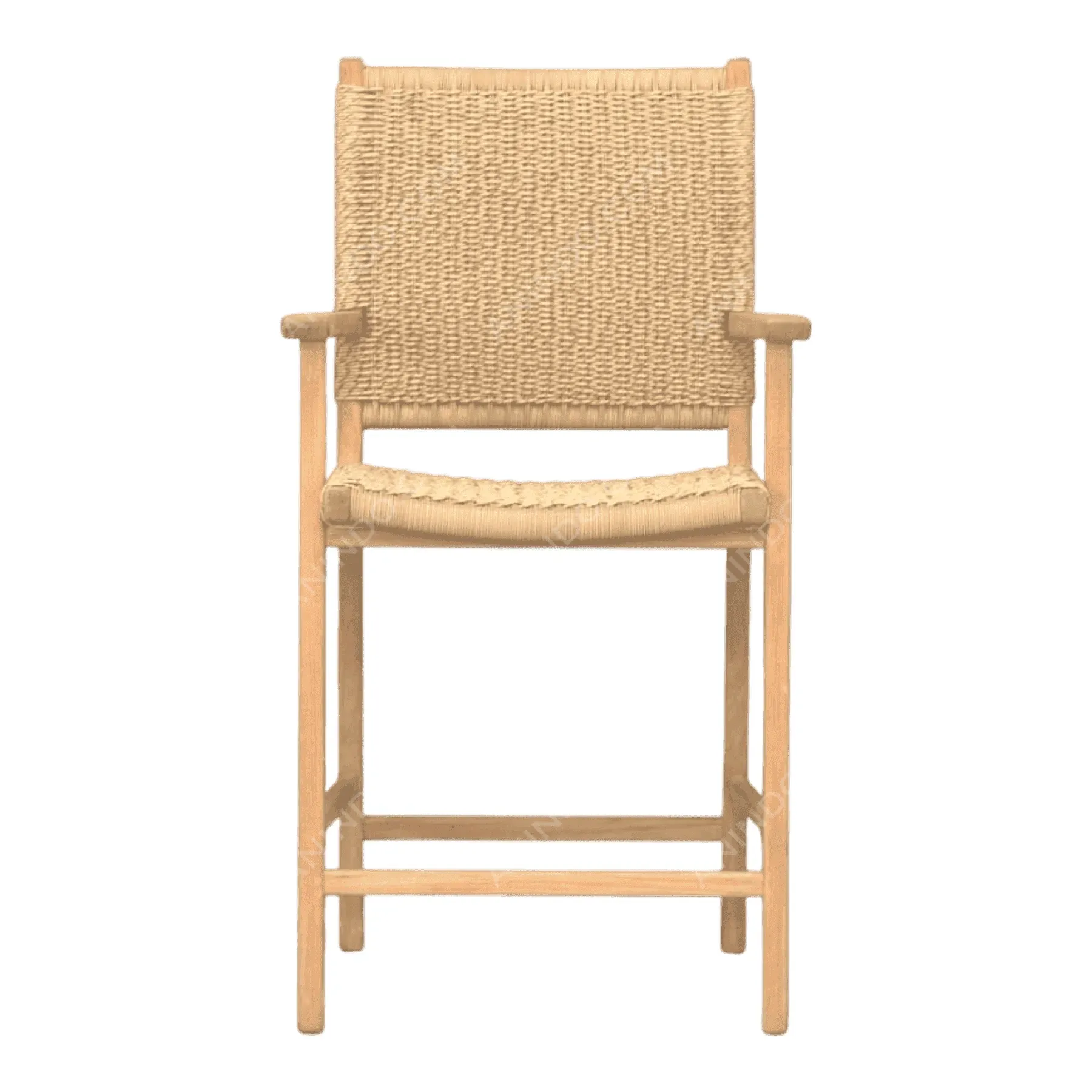Wooden chair with woven seat and backrest