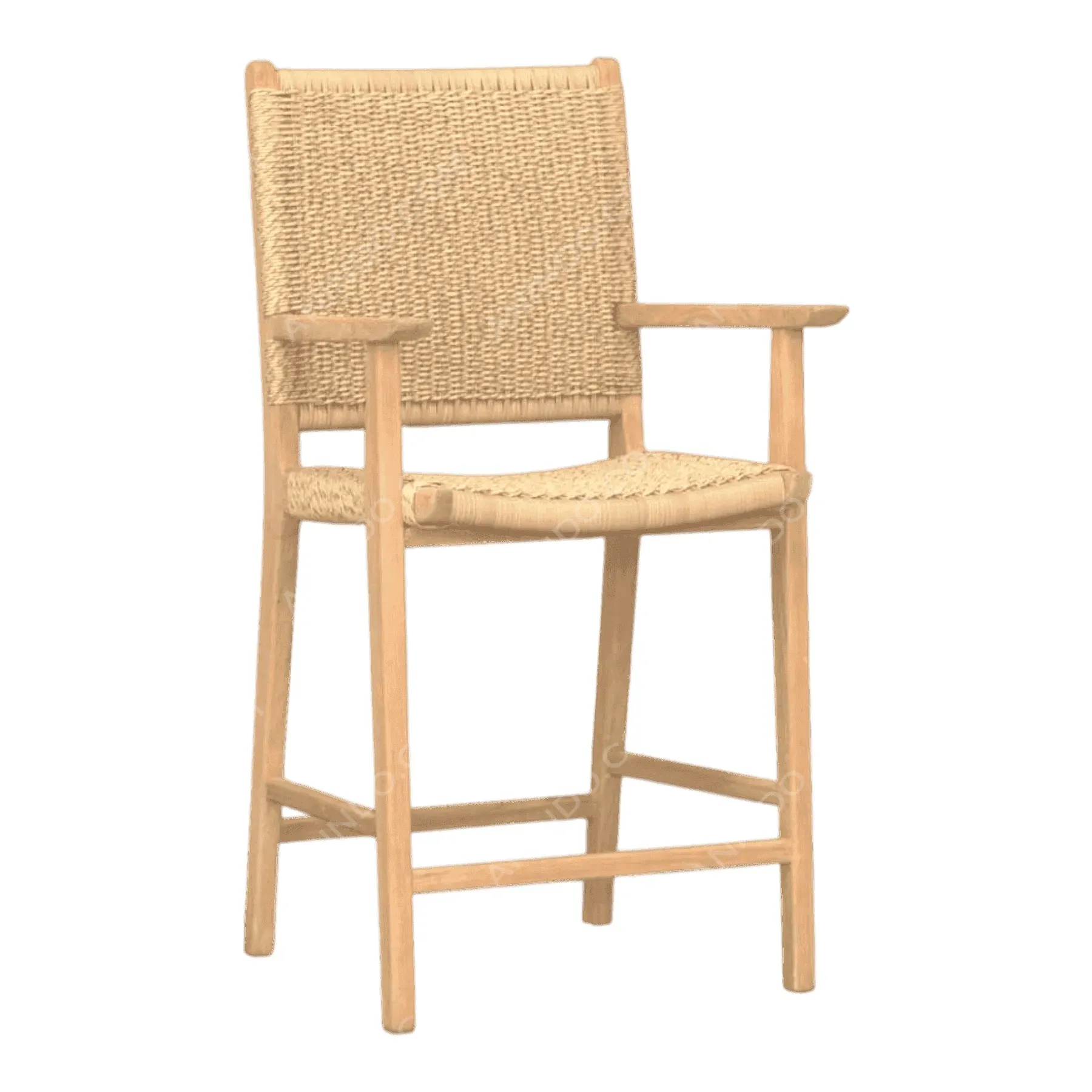 Wooden chair with woven seat and backrest