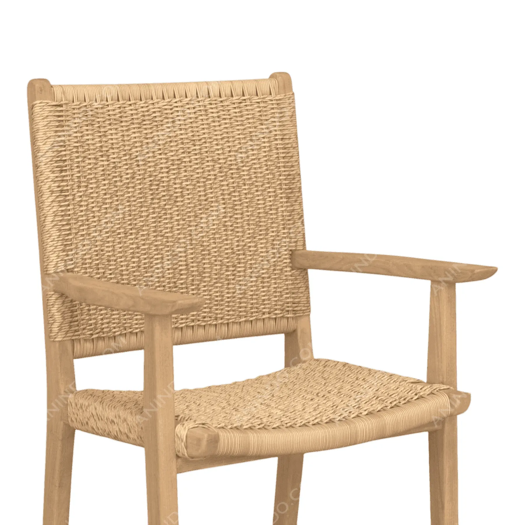 Wood chair with woven seat and backrest