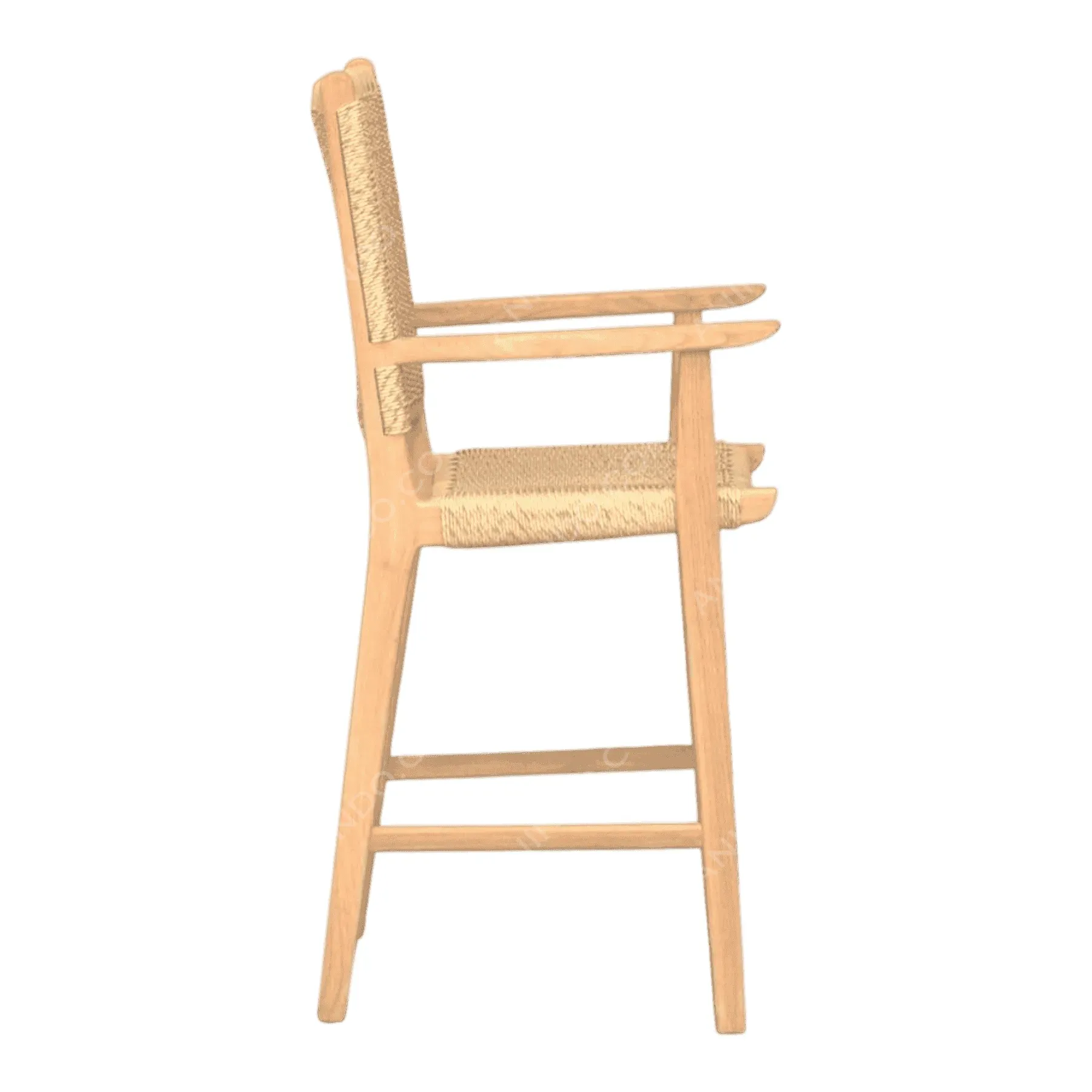 Wooden dining chair with woven seat and backrest