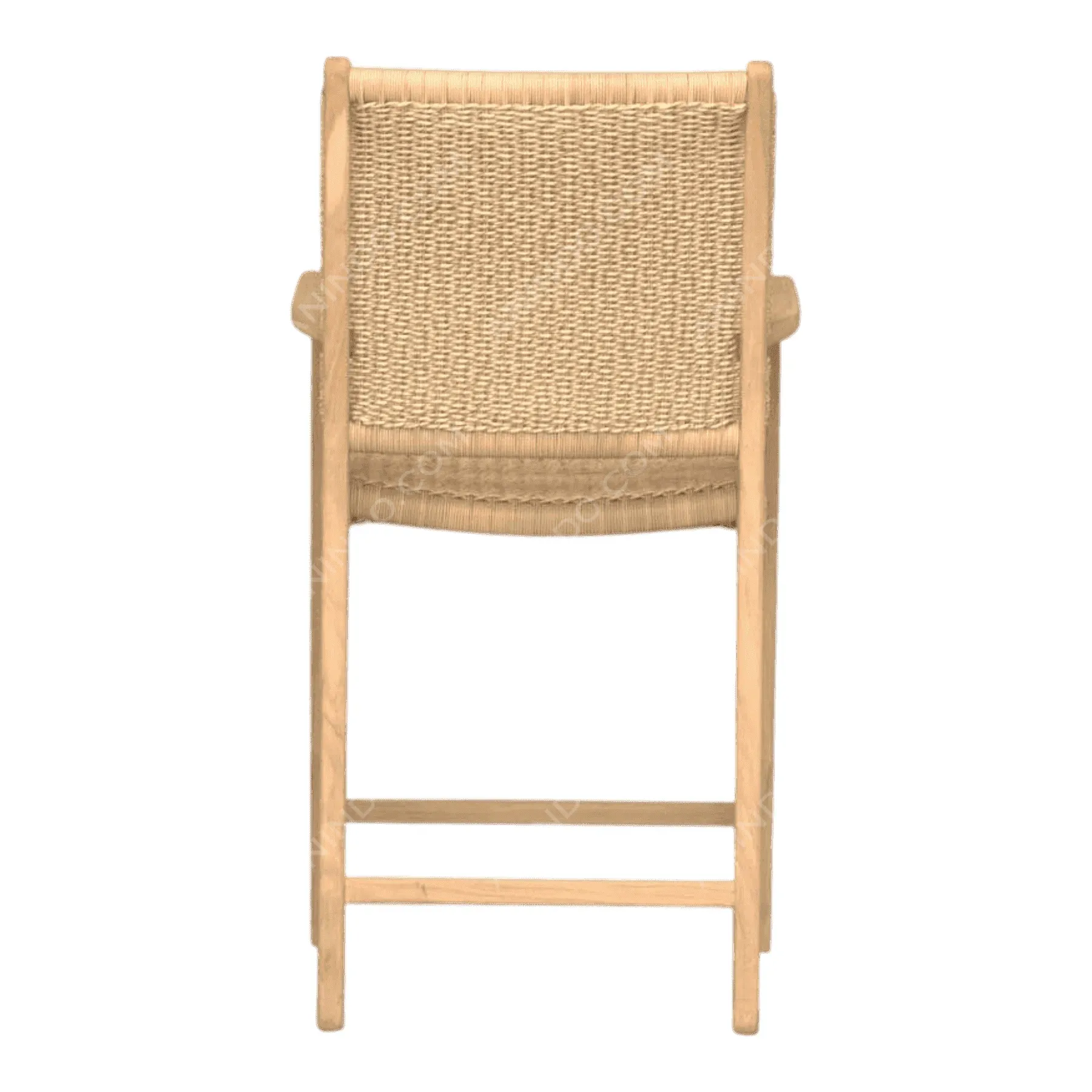 Wooden chair with woven backrest