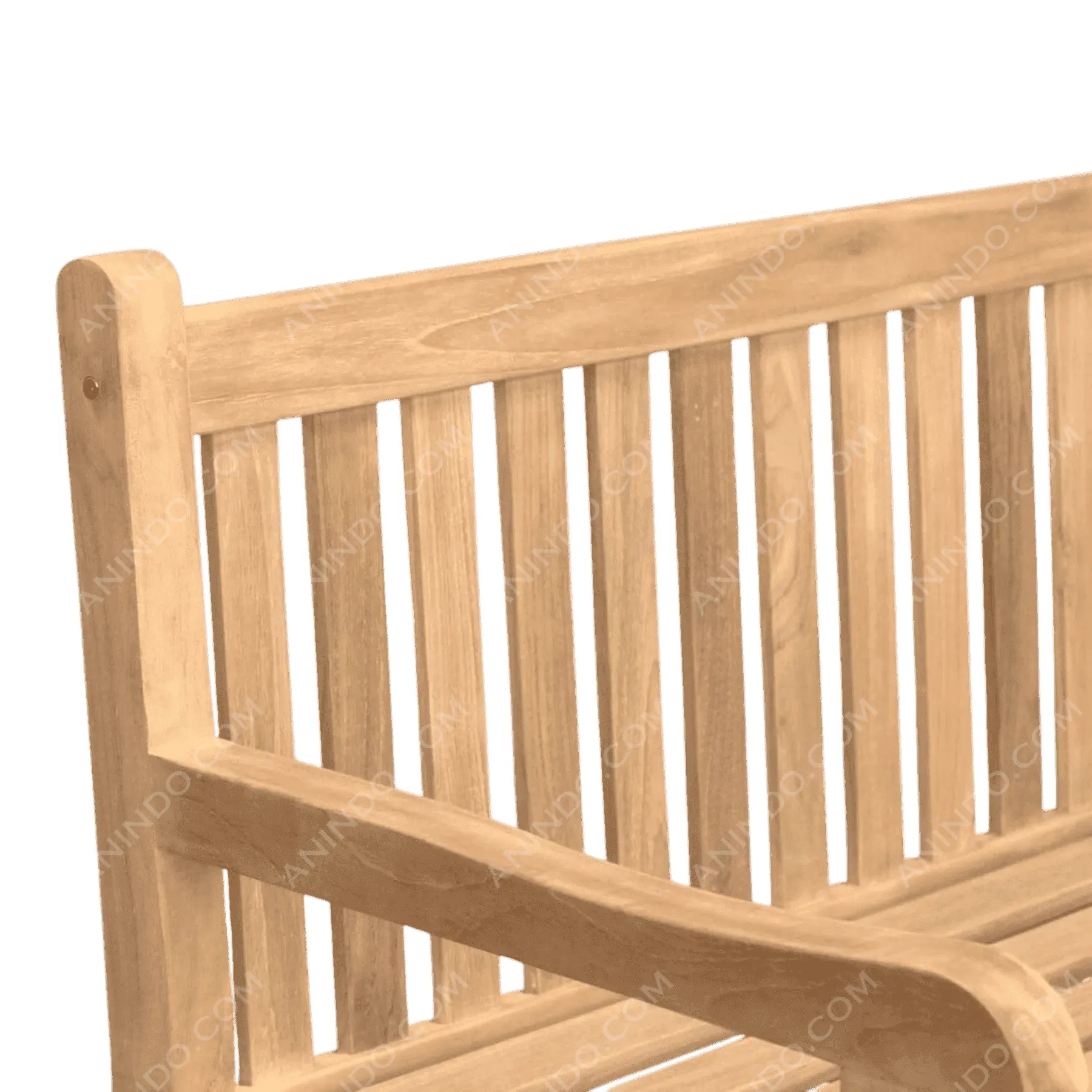 Wooden bench backrest with slatted design