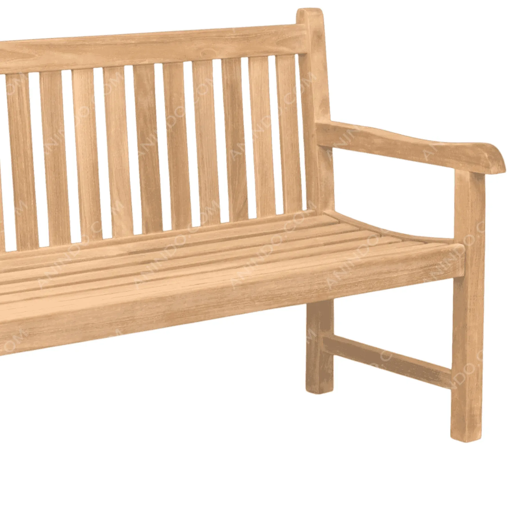 Wooden outdoor bench with slatted backrest