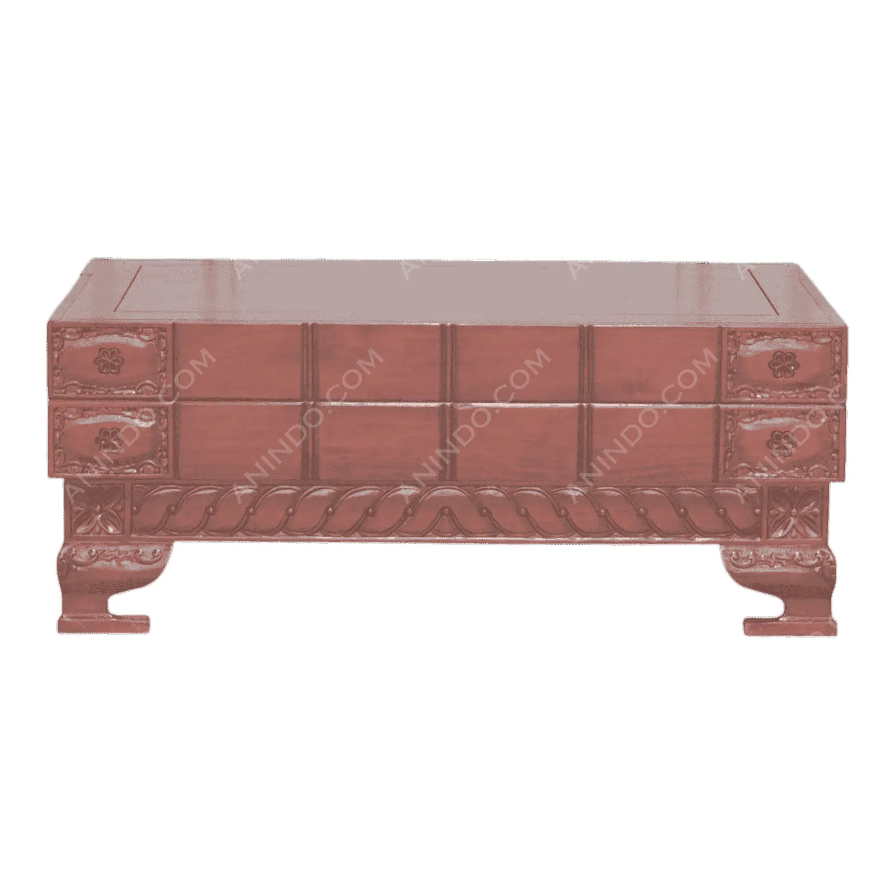 Vintage wooden coffee table with carved details