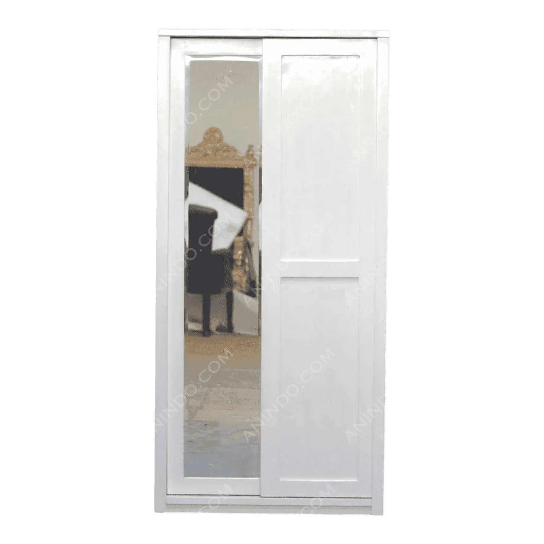 White wardrobe with mirror sliding doors
