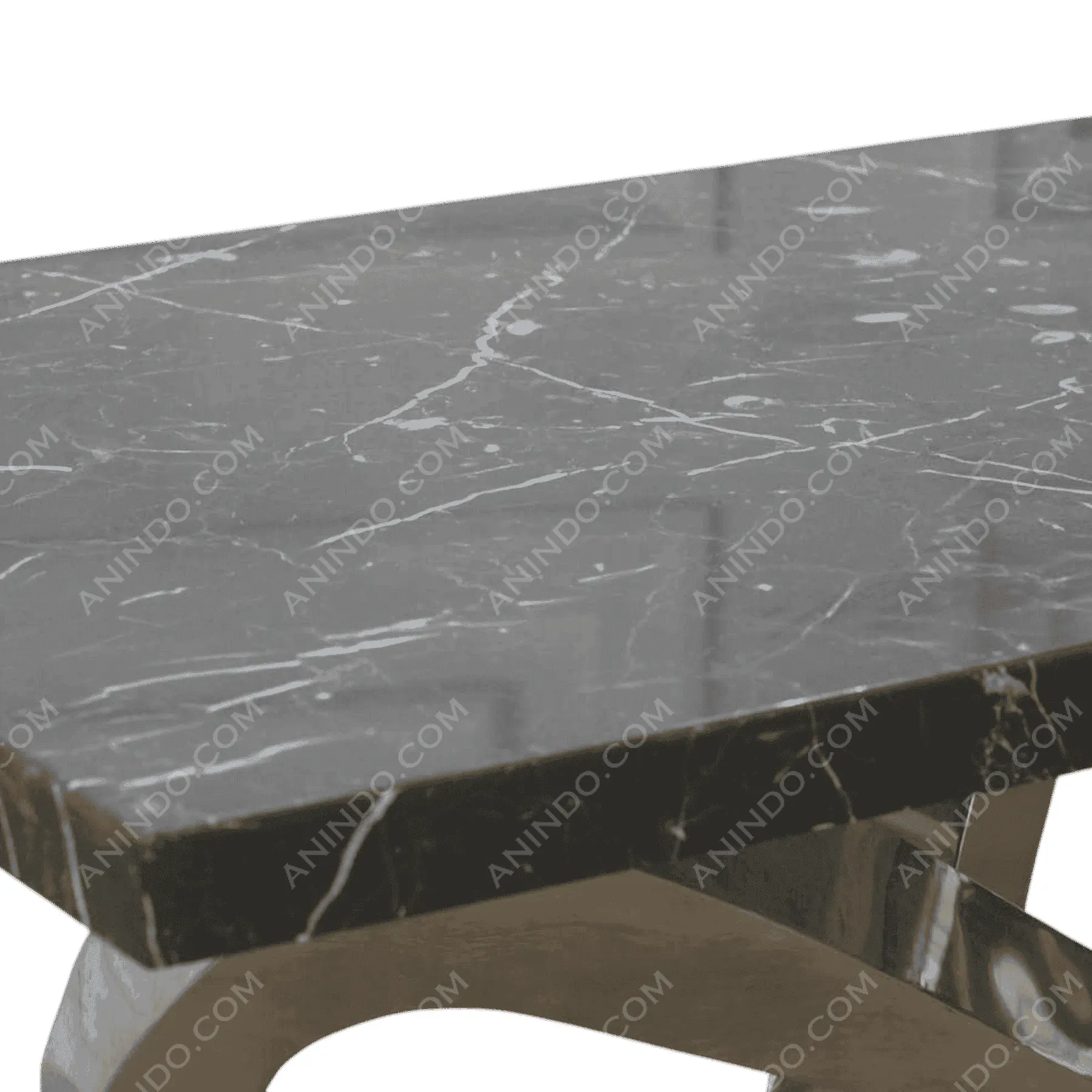 Modern black marble table with metal legs