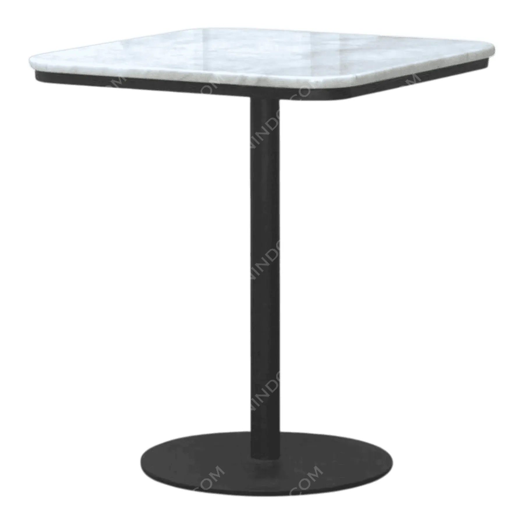 Modern square marble top table with black base