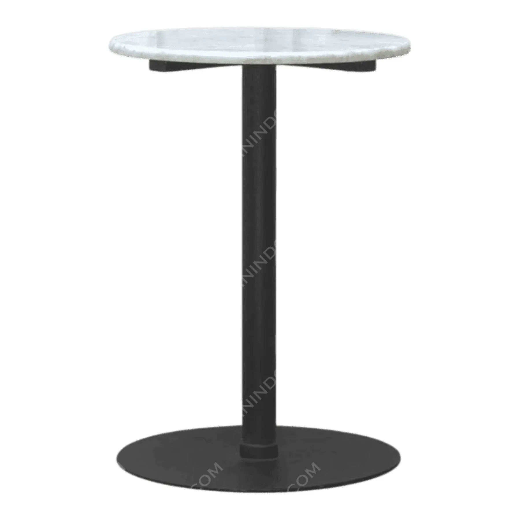 Round marble top side table with black base
