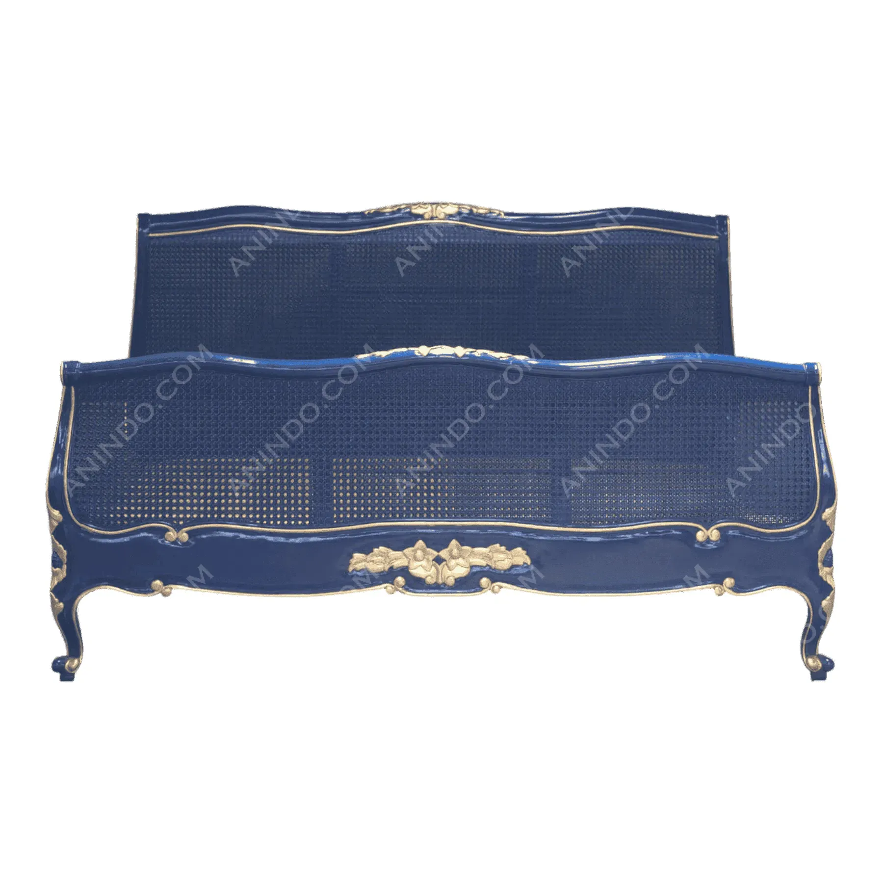 Royal Blue Sleigh Bed