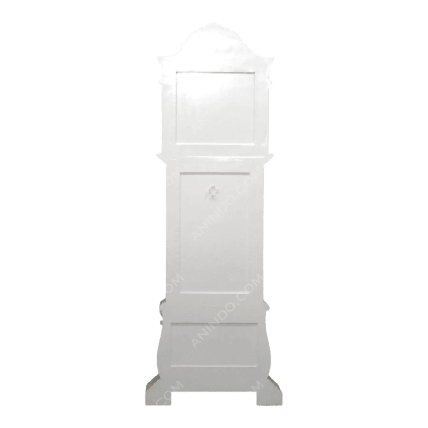 White wooden grandfather clock cabinet