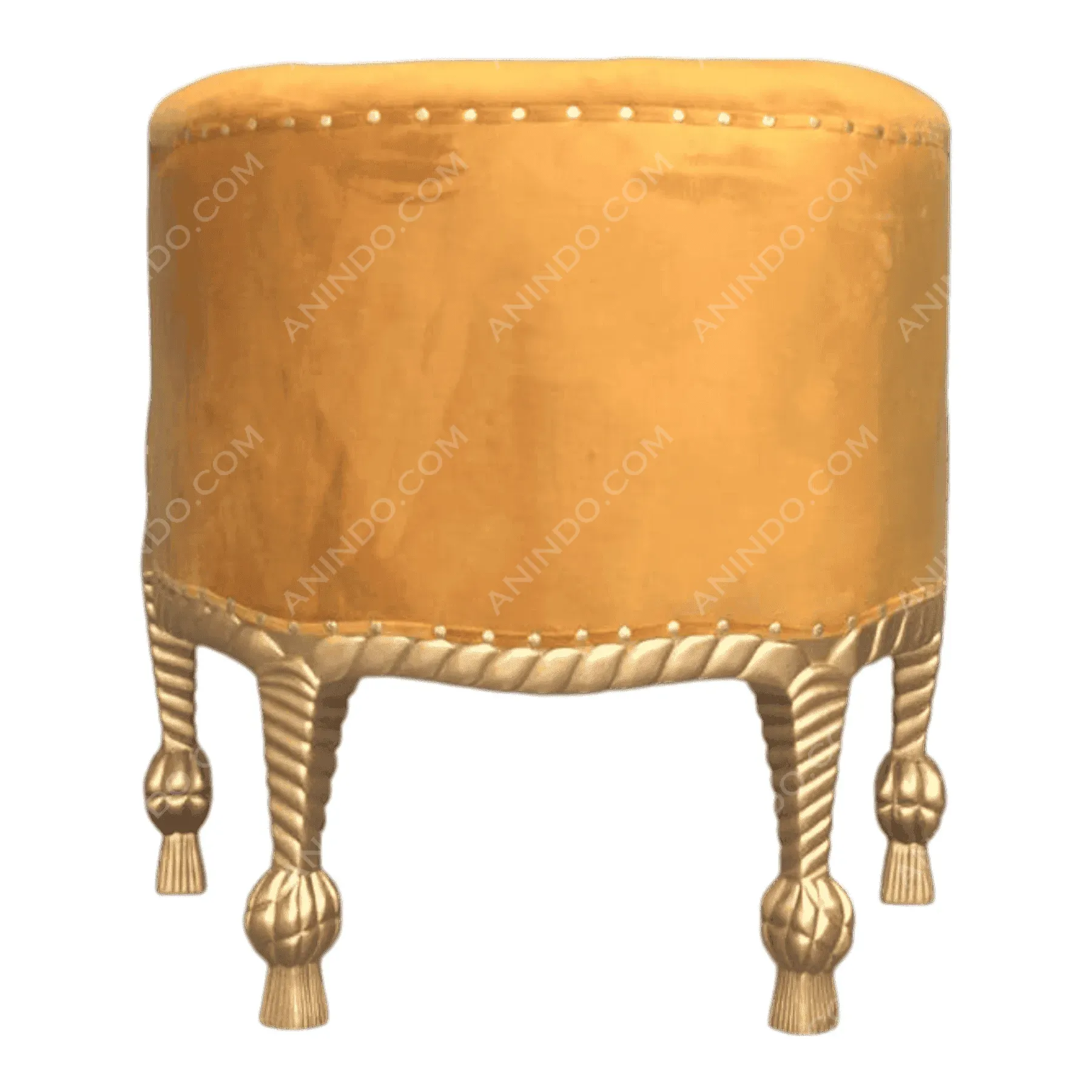 Yellow velvet stool with ornate gold legs