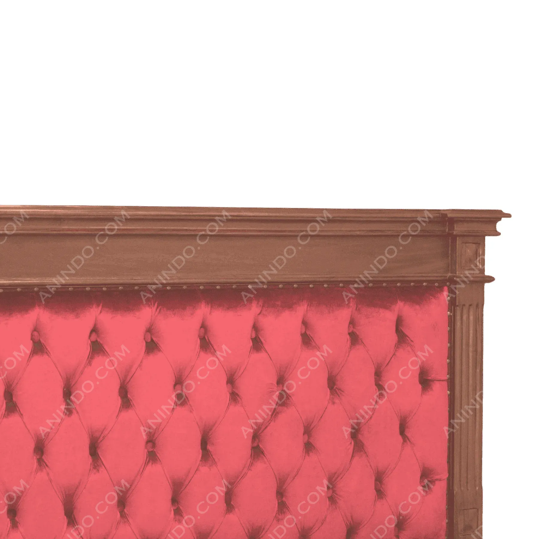 Red tufted velvet headboard with wooden frame