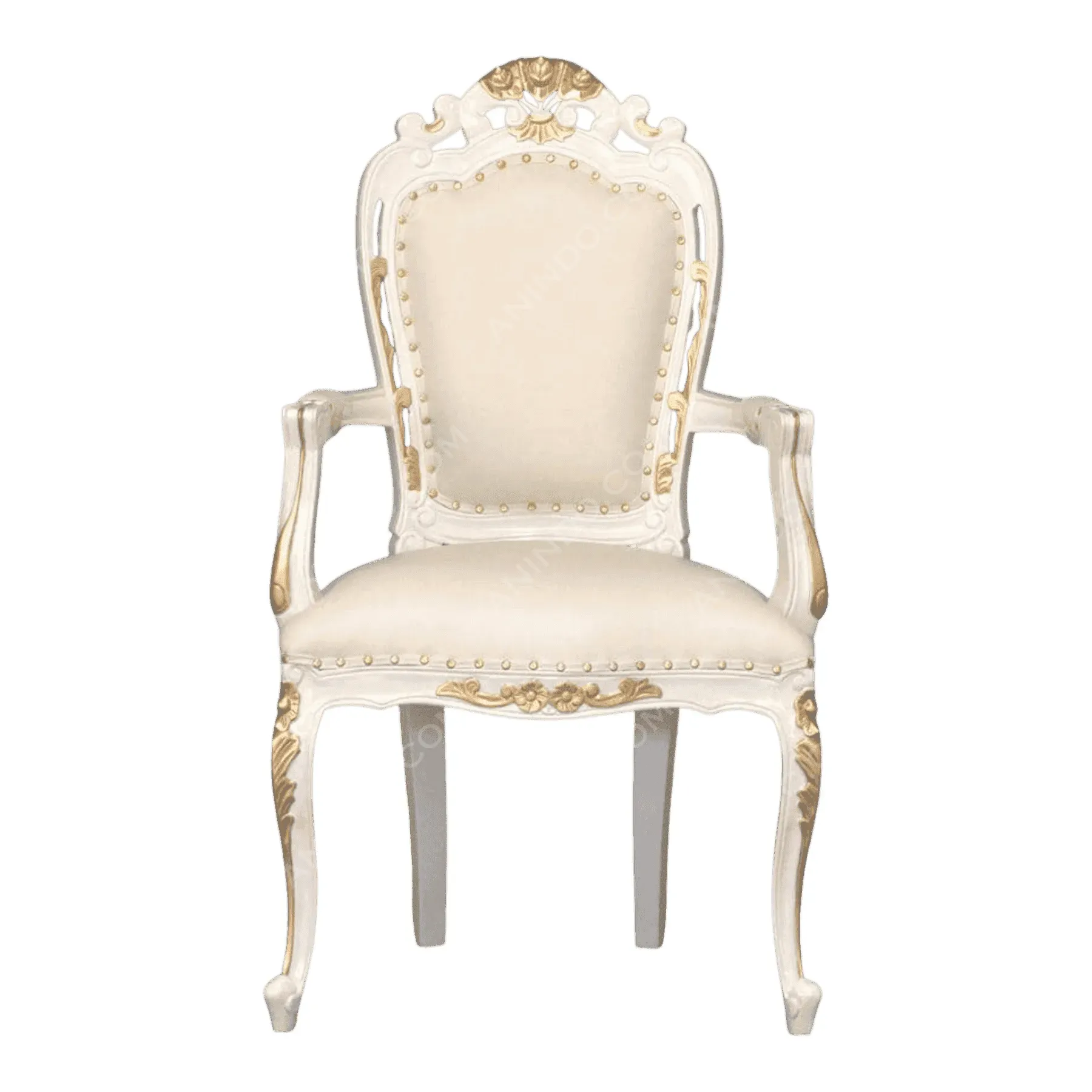 Elegant white and gold vintage armchair