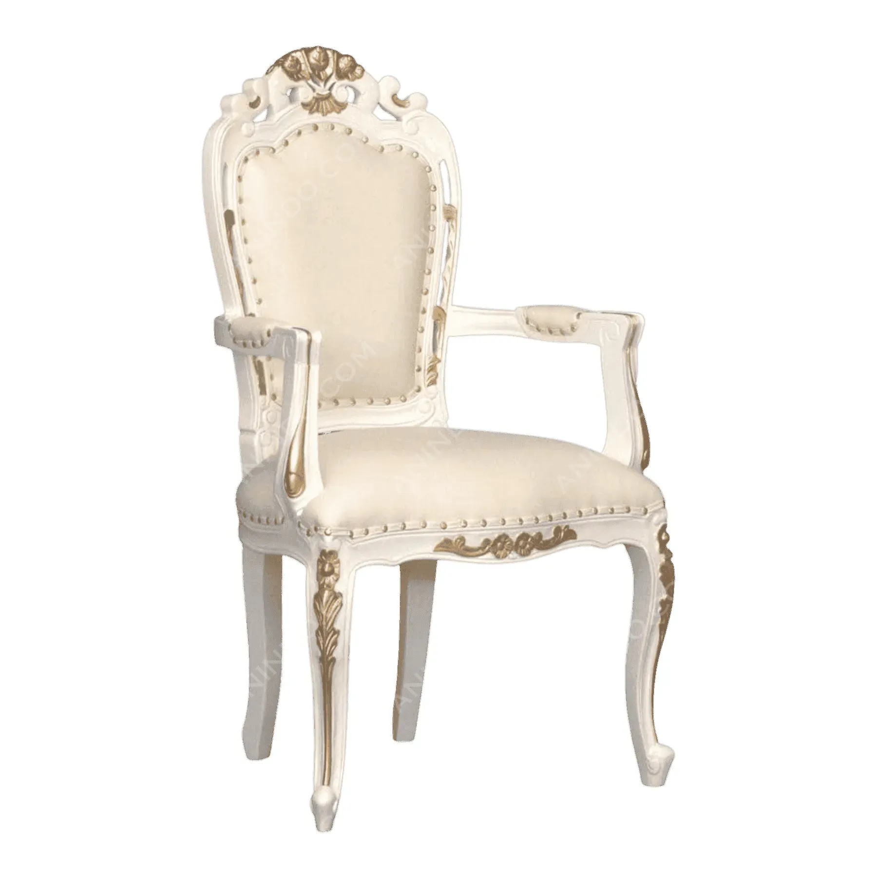Elegant vintage white upholstered armchair