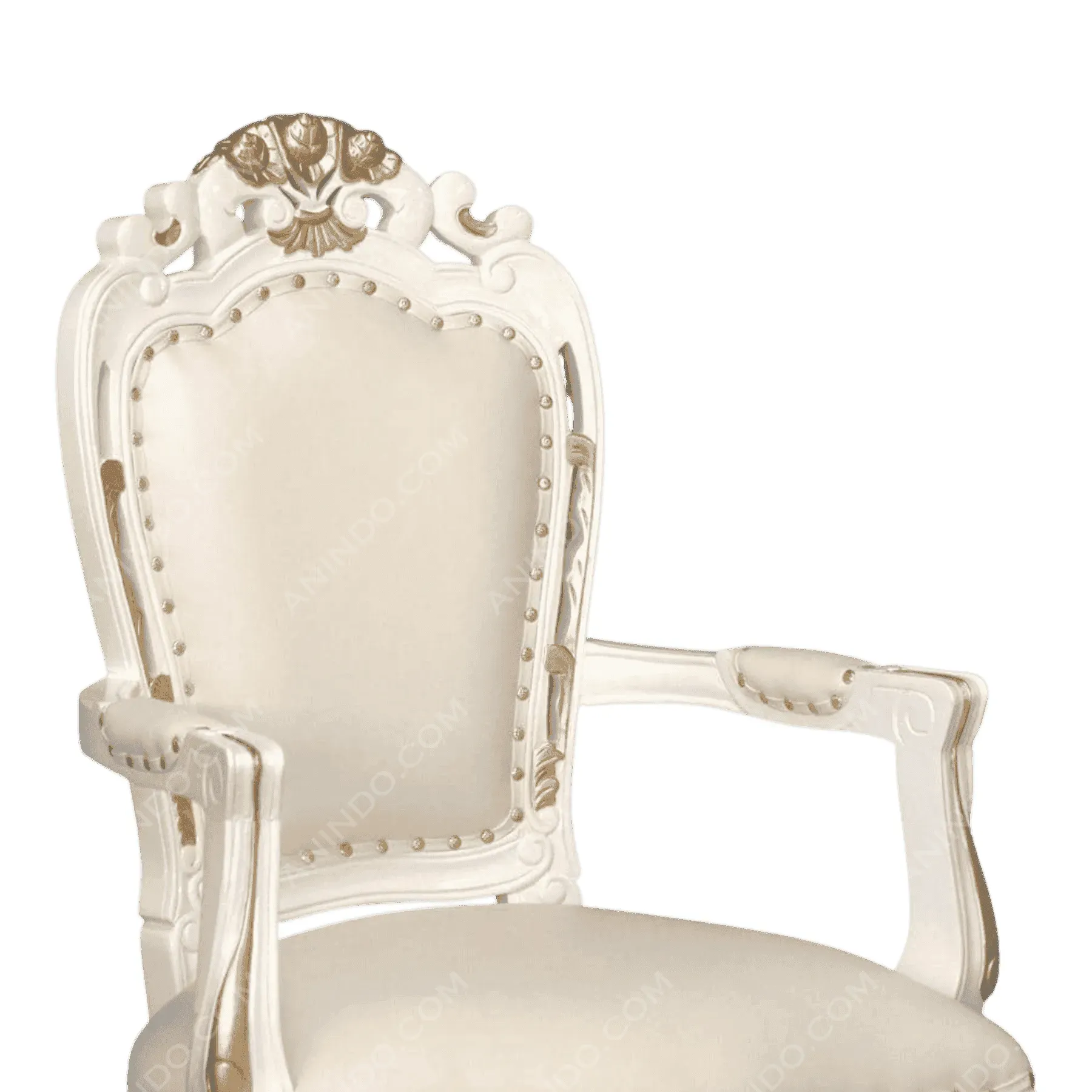 Elegant white upholstered vintage armchair