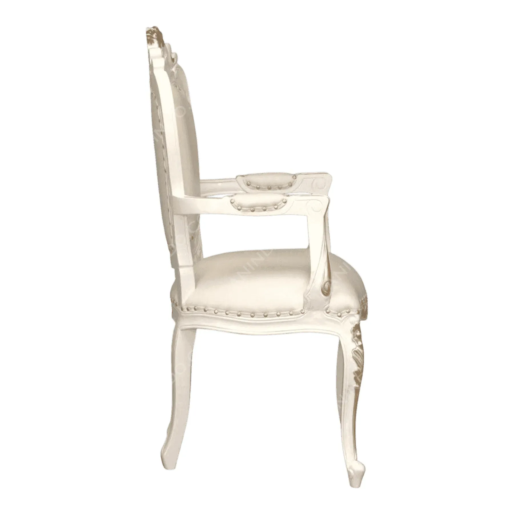 Elegant white vintage armchair with cushioned seat