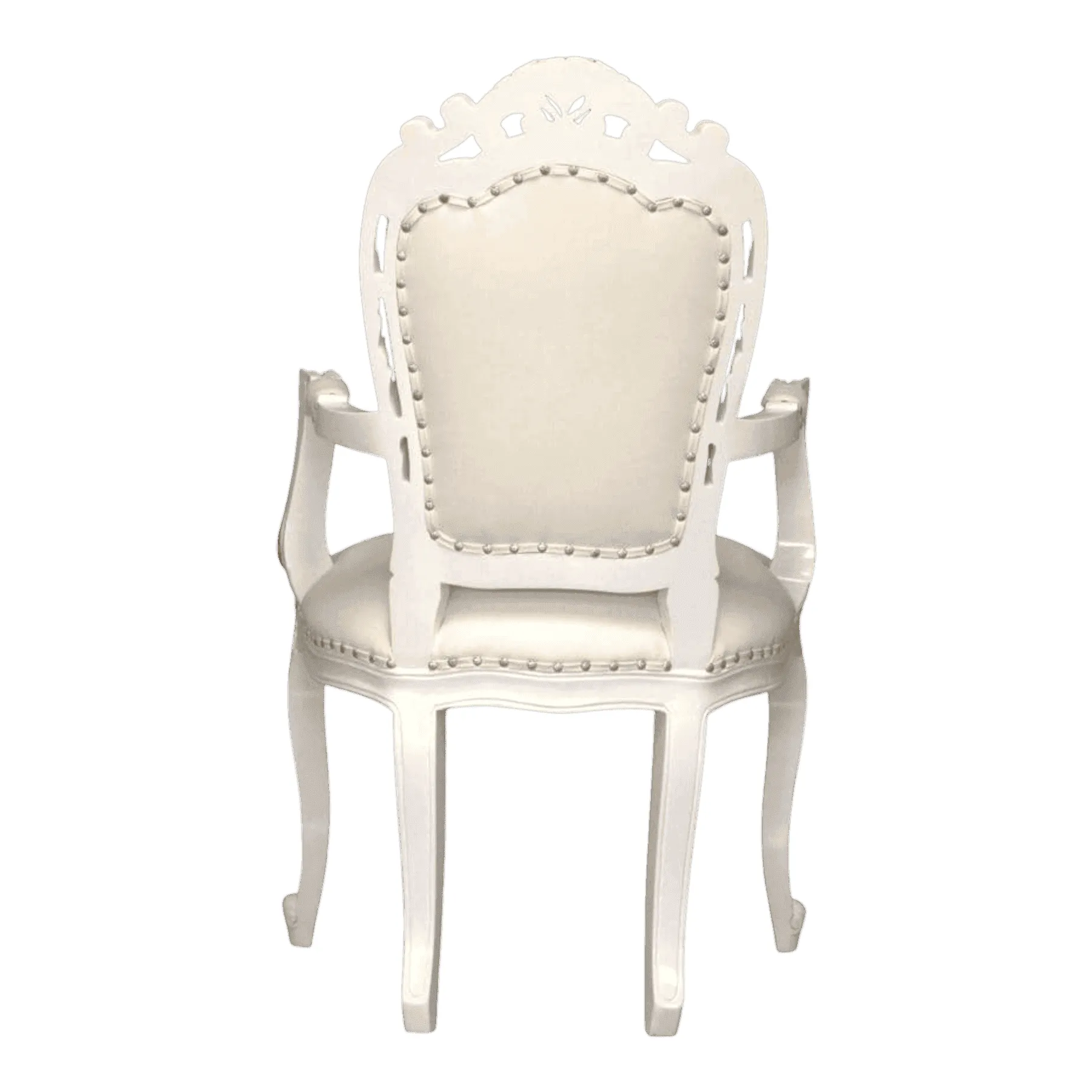 Elegant white upholstered wooden chair