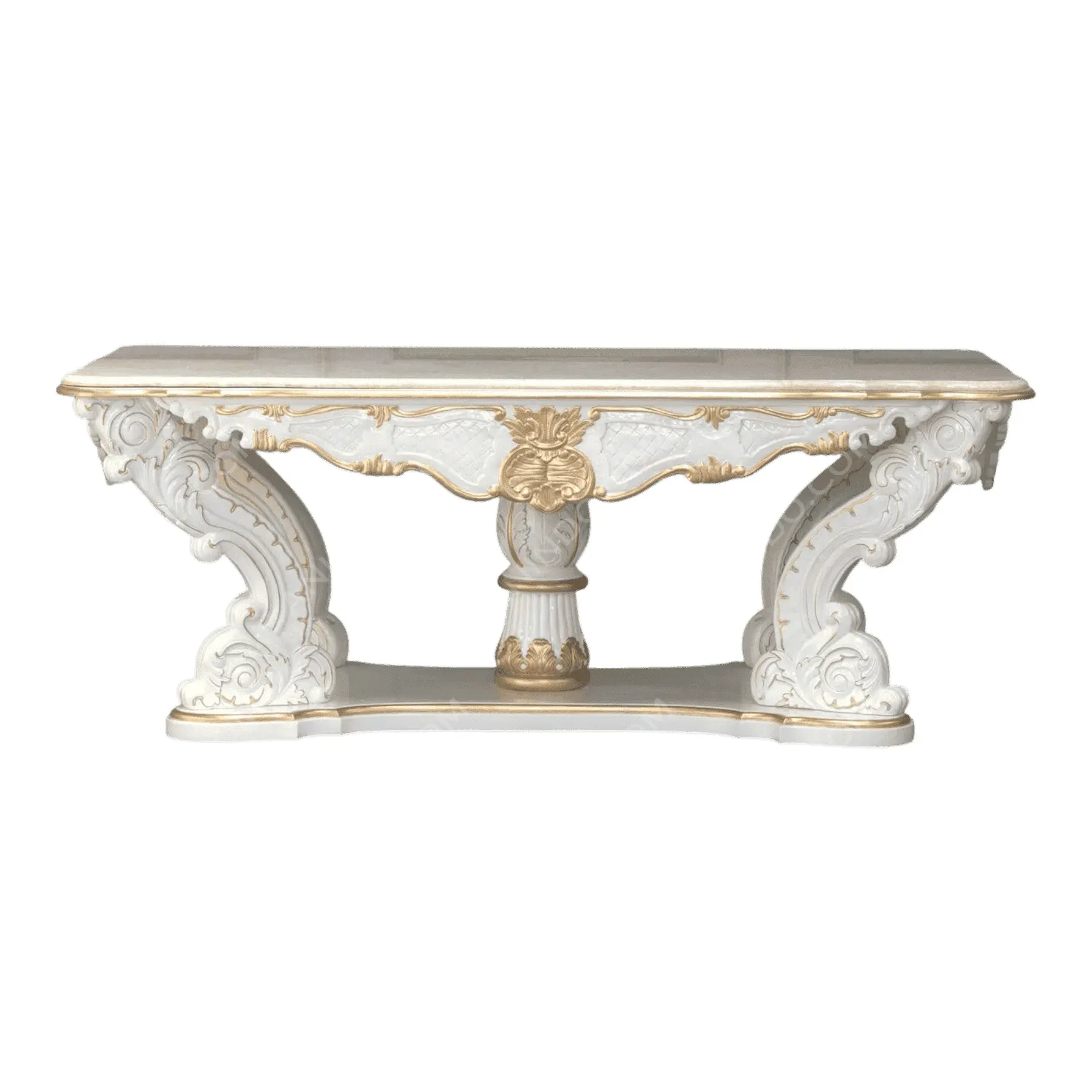 White and gold ornate console table