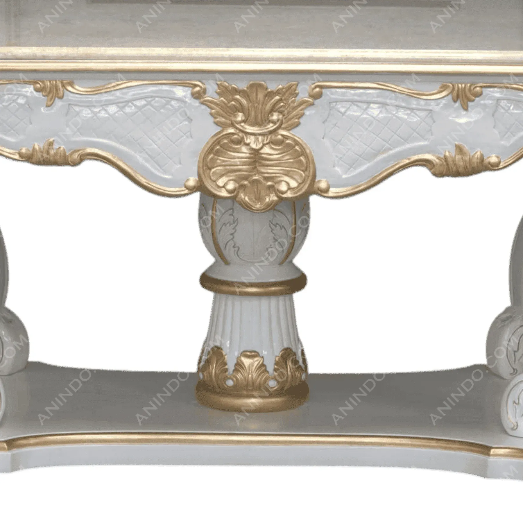 Elegant white and gold ornate table base