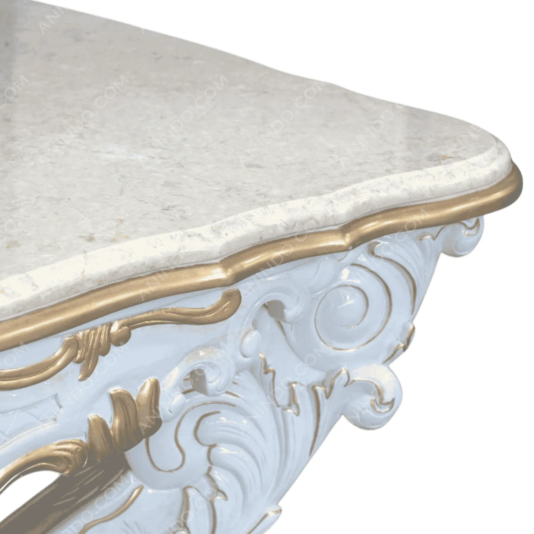 Elegant marble table with ornate gold trim