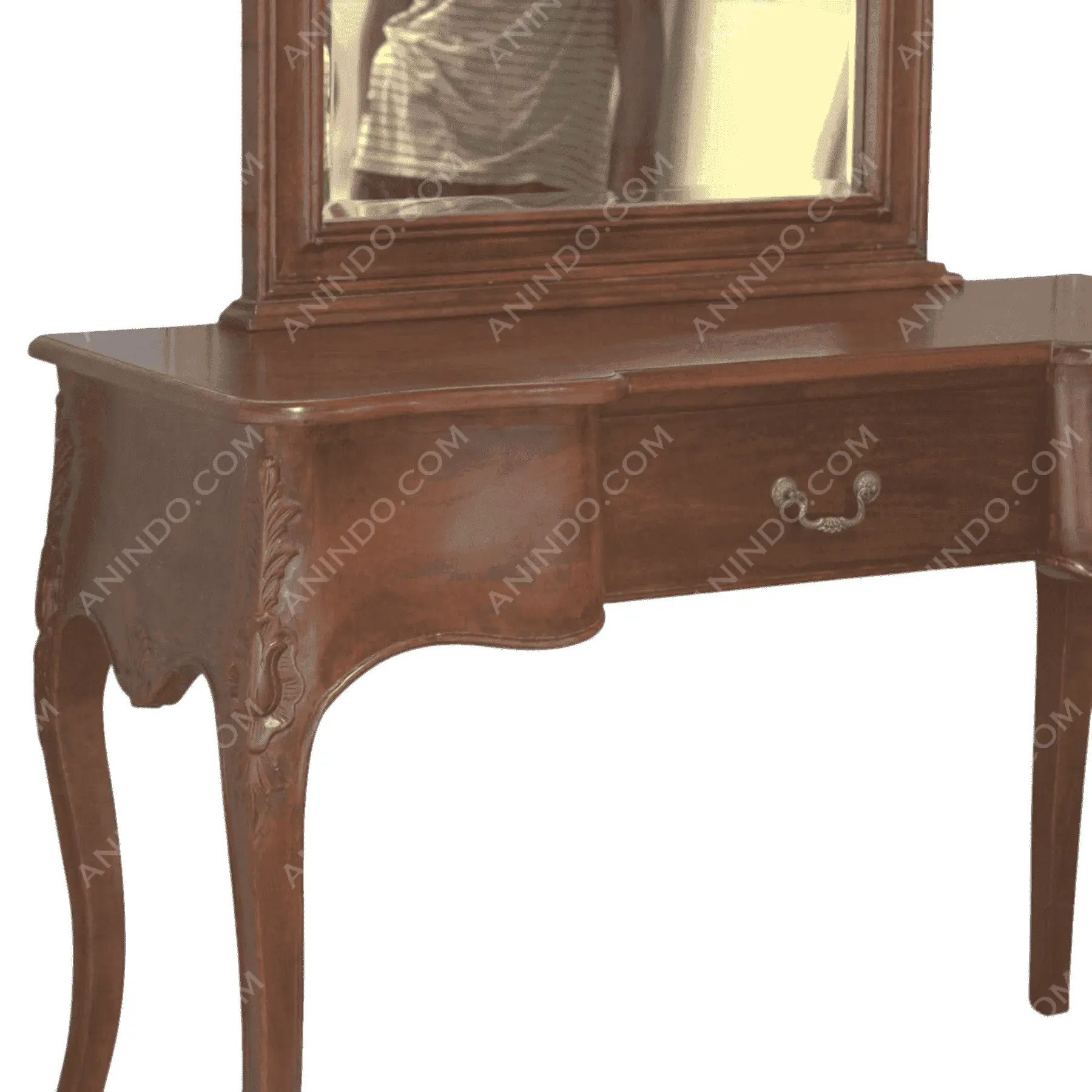 Antique wooden vanity table with mirror