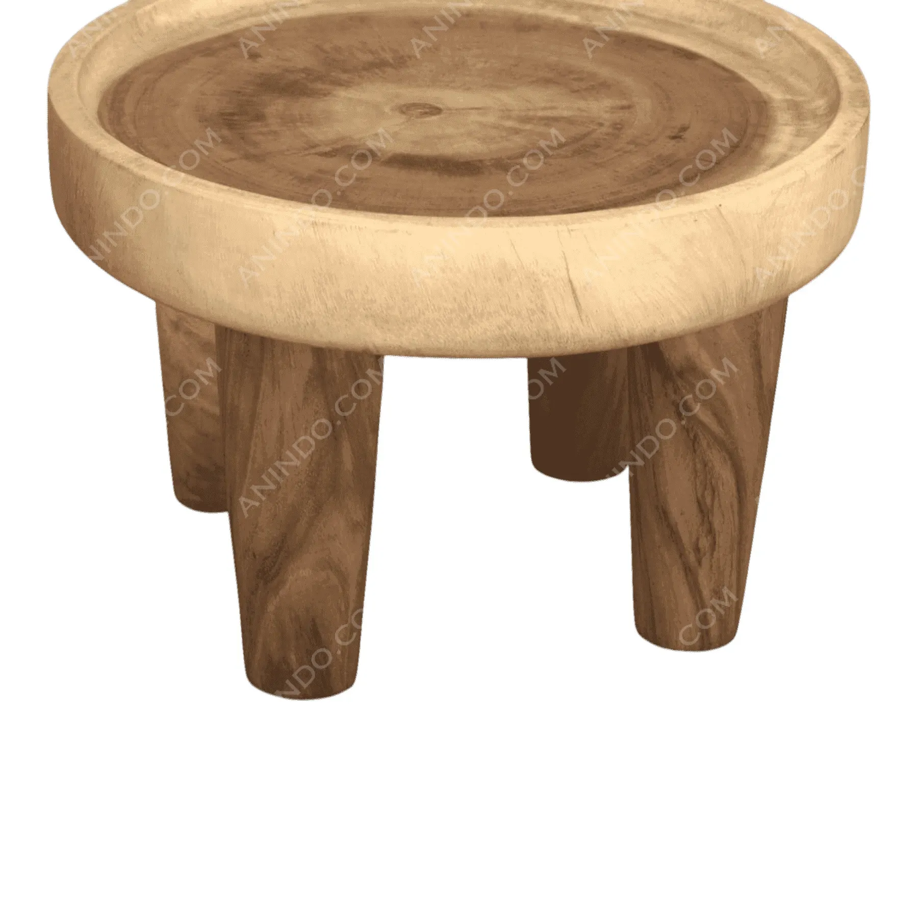 Round wooden stool with four legs