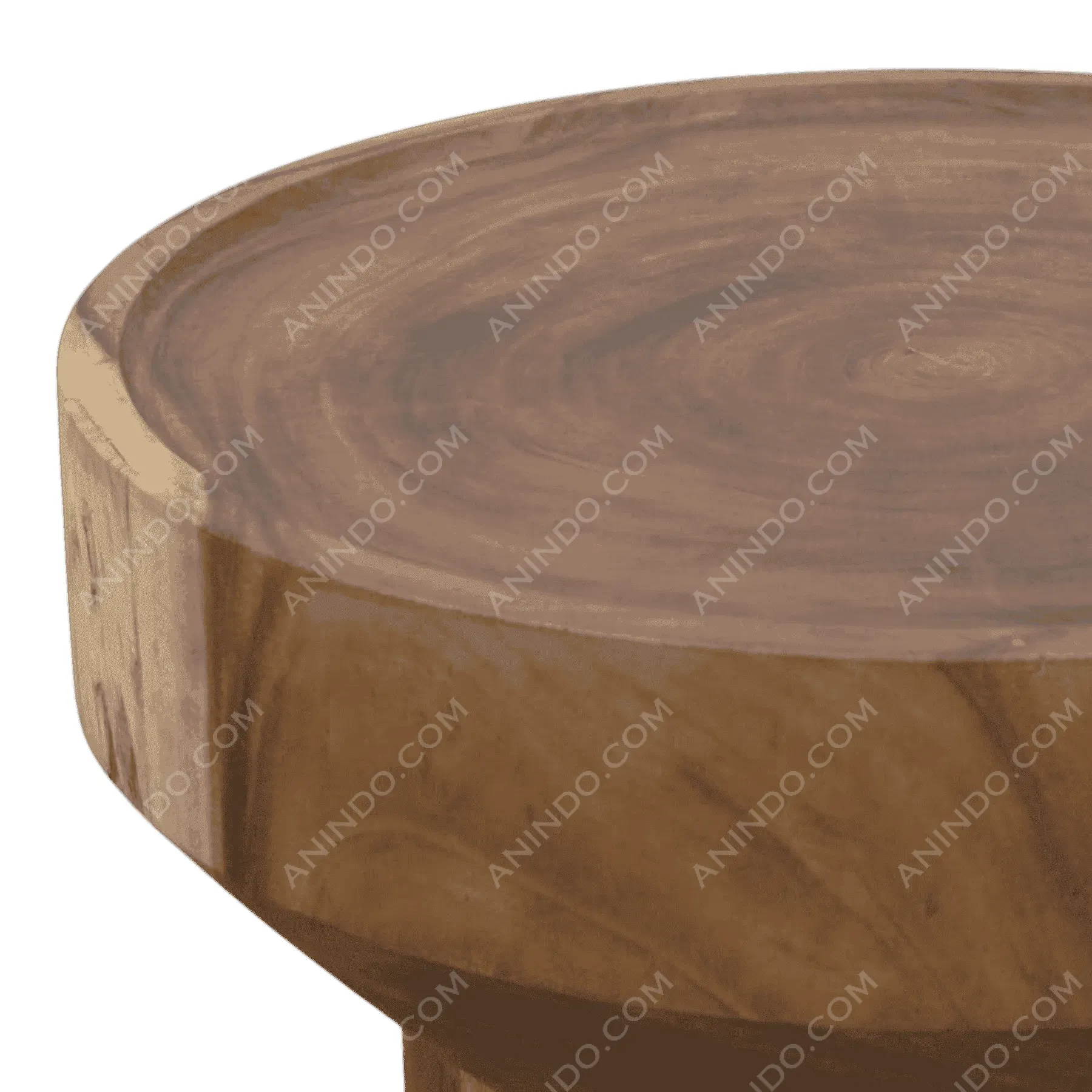 Round wooden table with natural grain texture