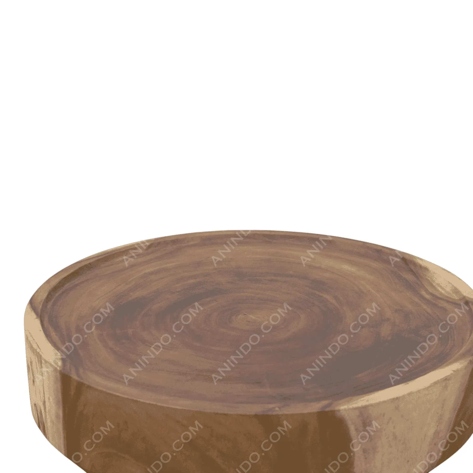 Round wooden table with natural finish