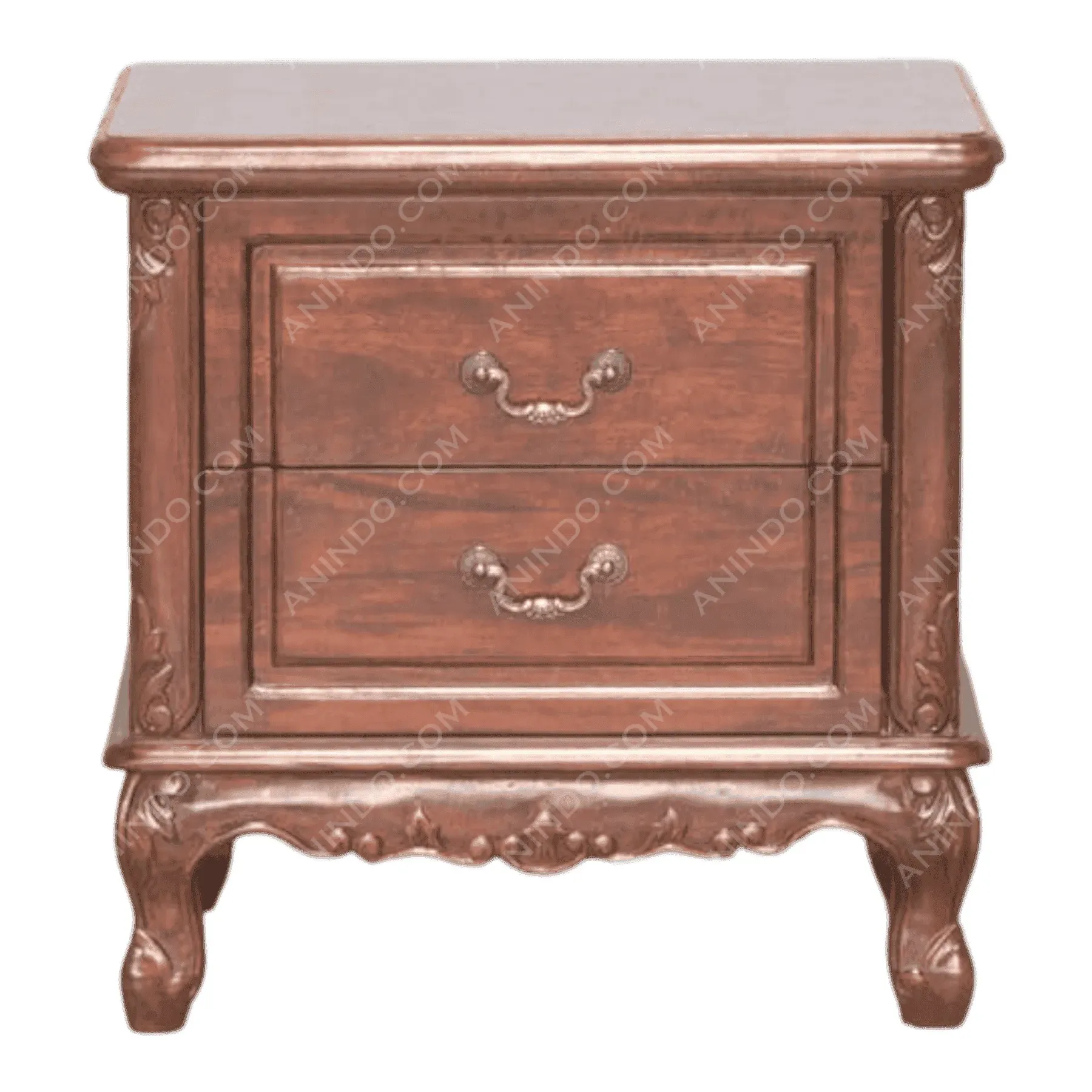 Vintage wooden nightstand with two drawers