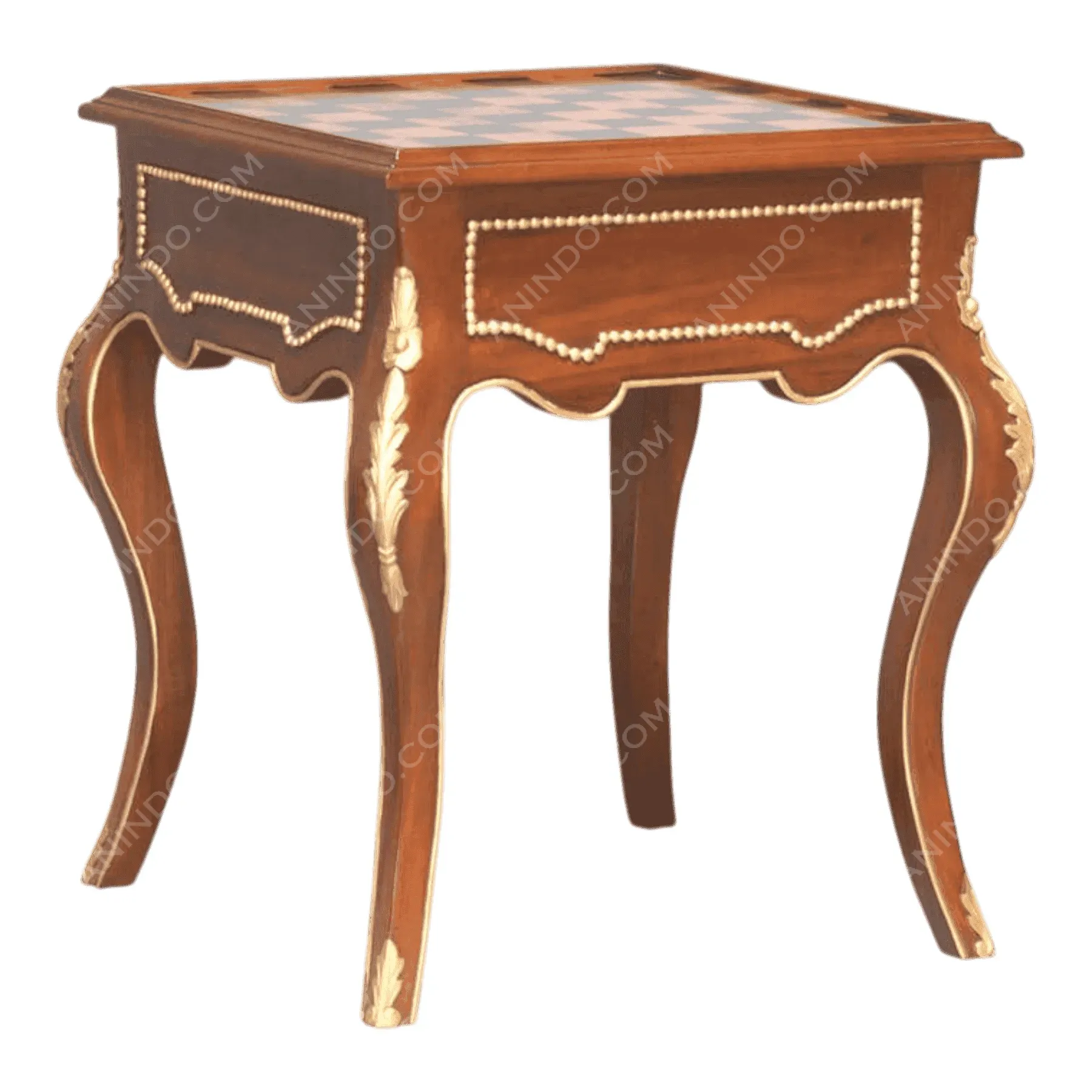 Vintage wooden chess table with ornate details