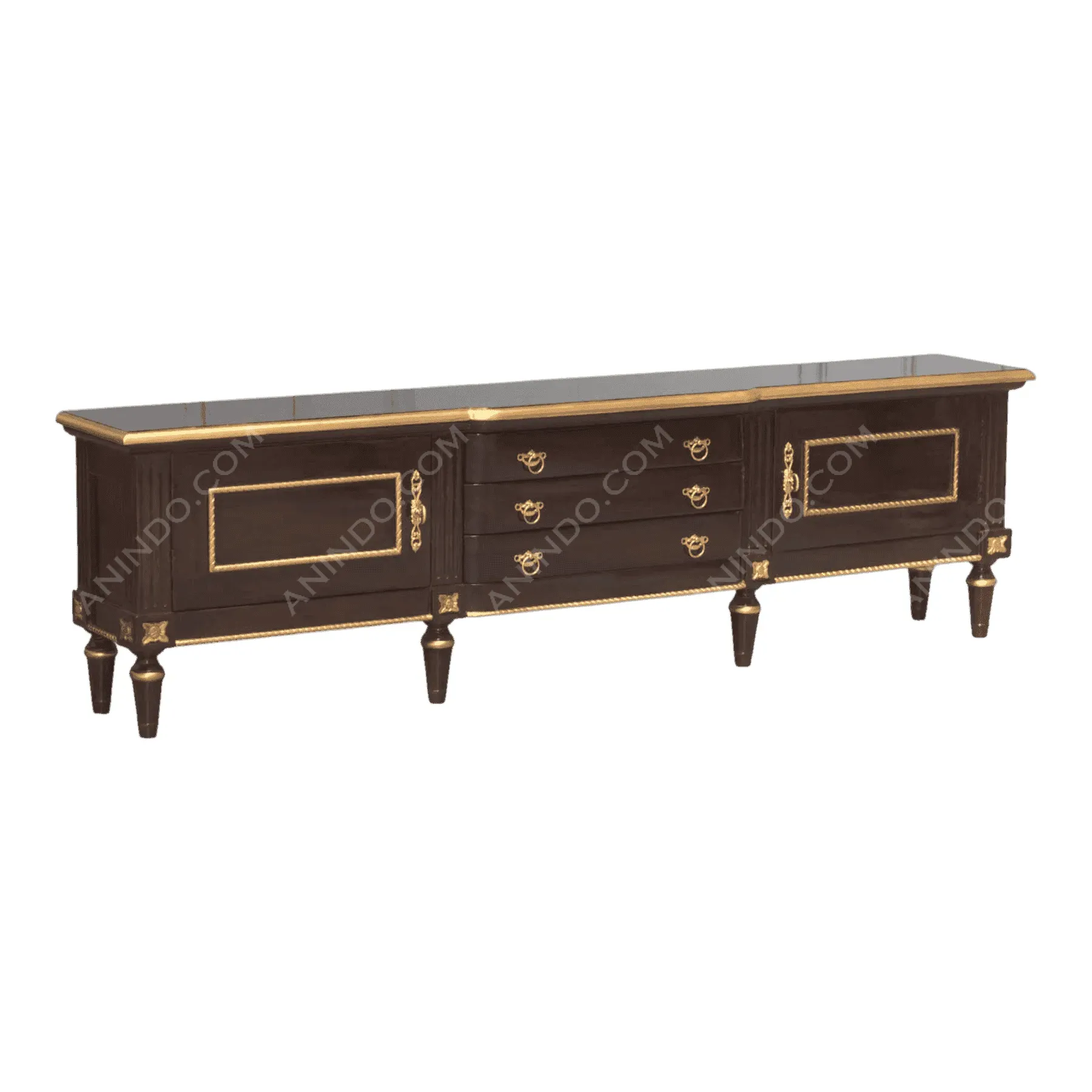 Elegant wooden sideboard with gold accents