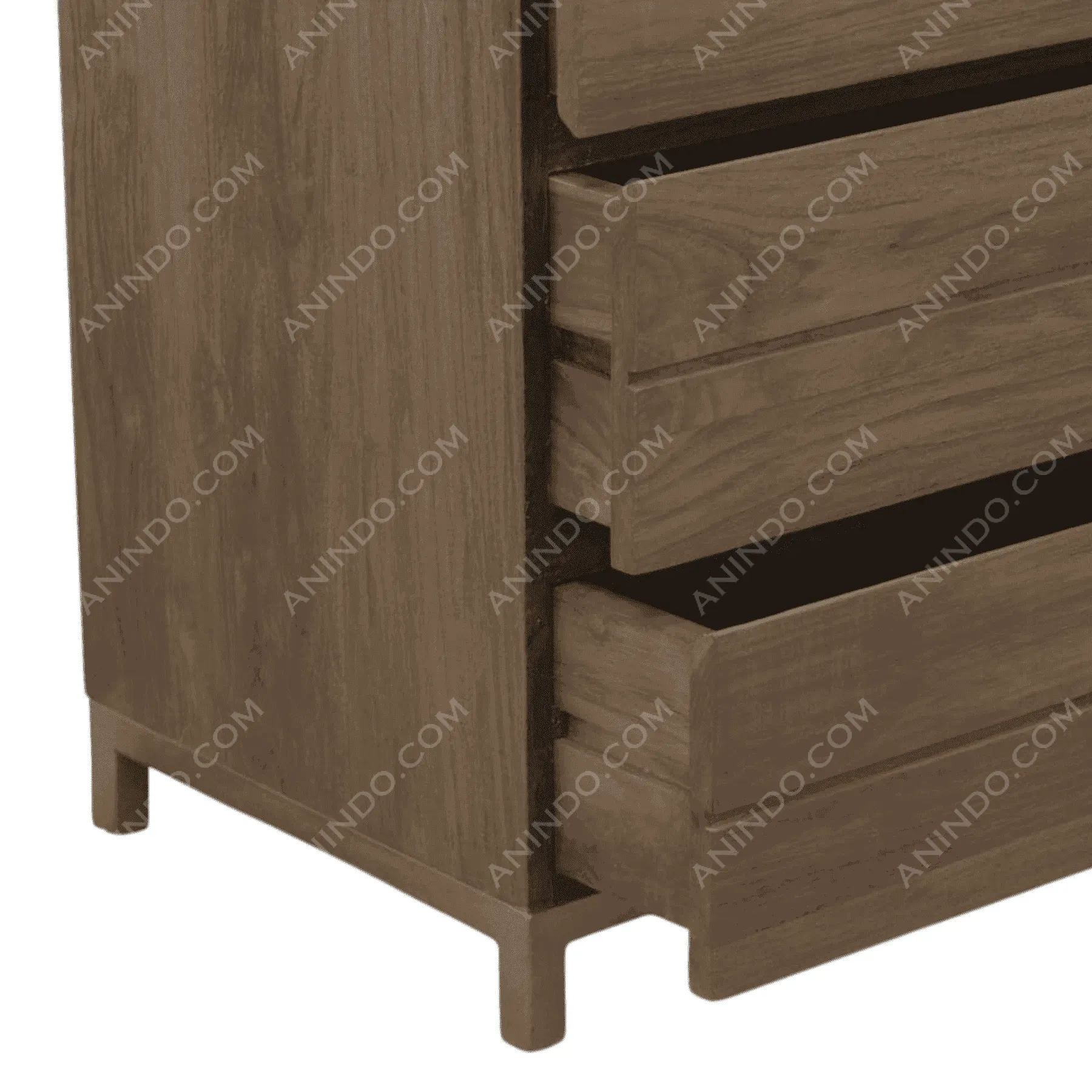 Wooden dresser with partially open drawers