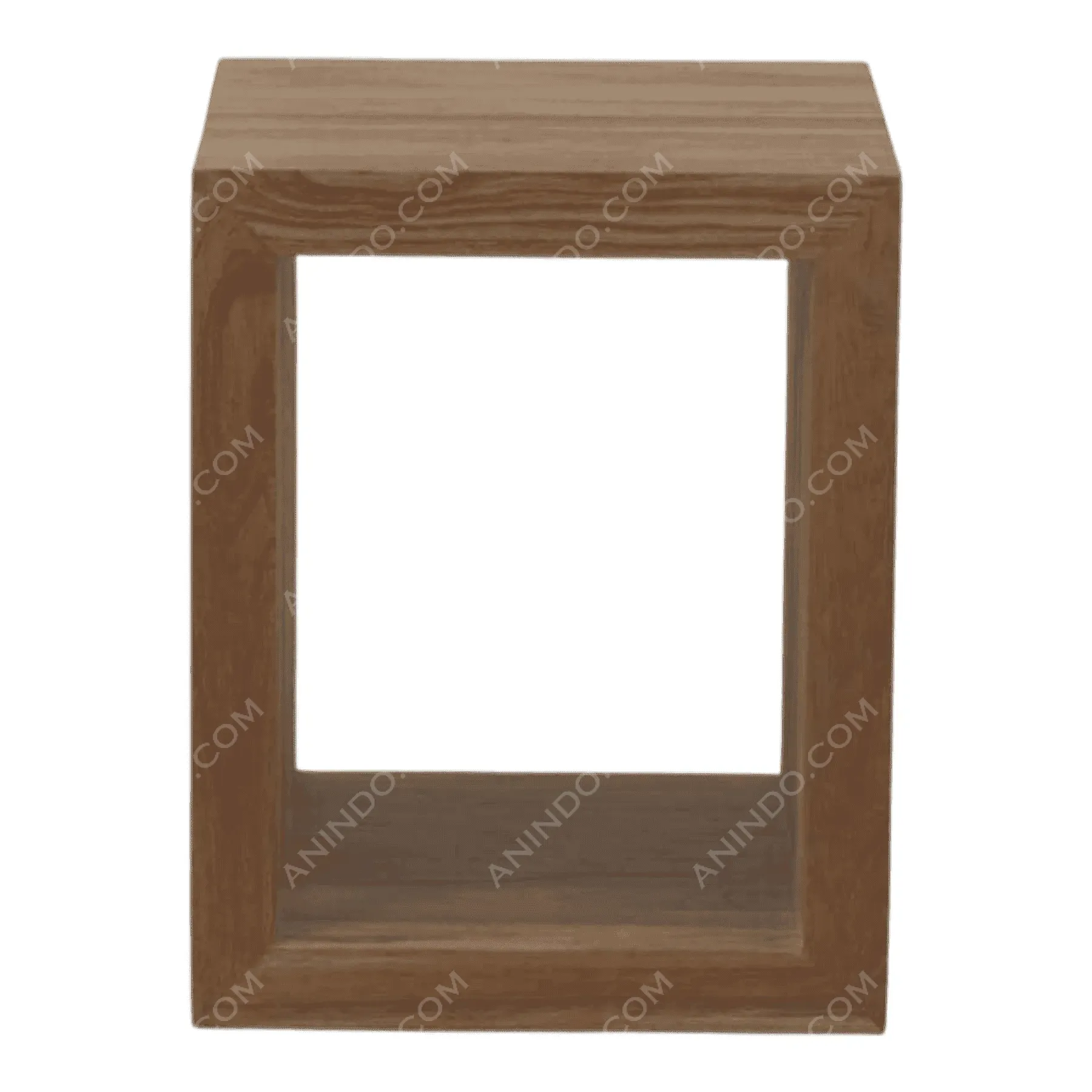 Wooden cube side table with open center
