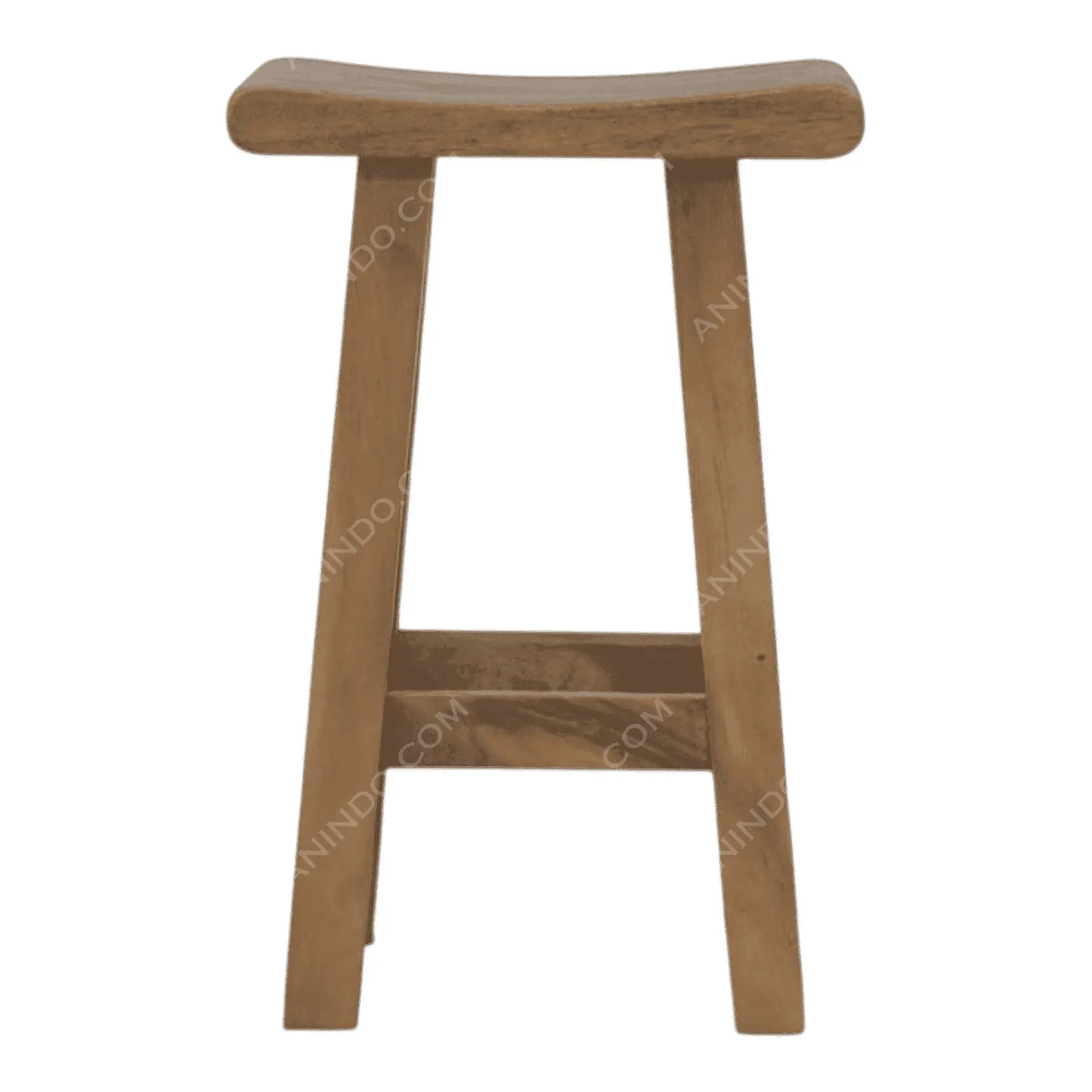 Wooden backless stool with rectangular seat