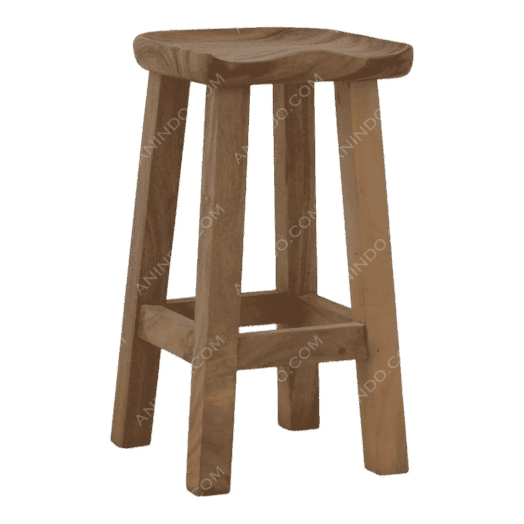 Wooden bar stool with square seat